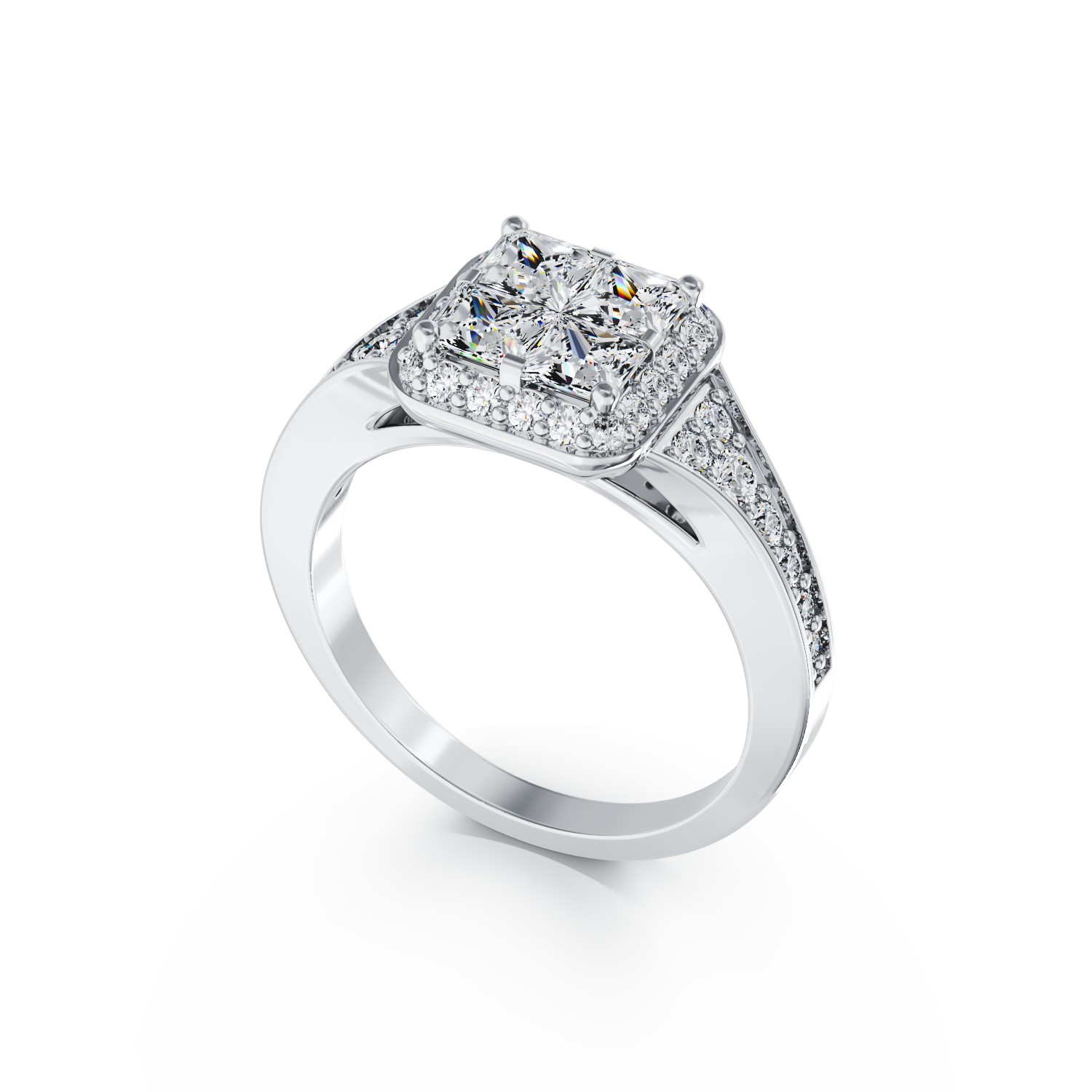Eljegyzési gyűrű 18K-os fehér aranyból 0,53ct gyémánttal és 0,35ct gyémántokkal. Gramm: 4,65