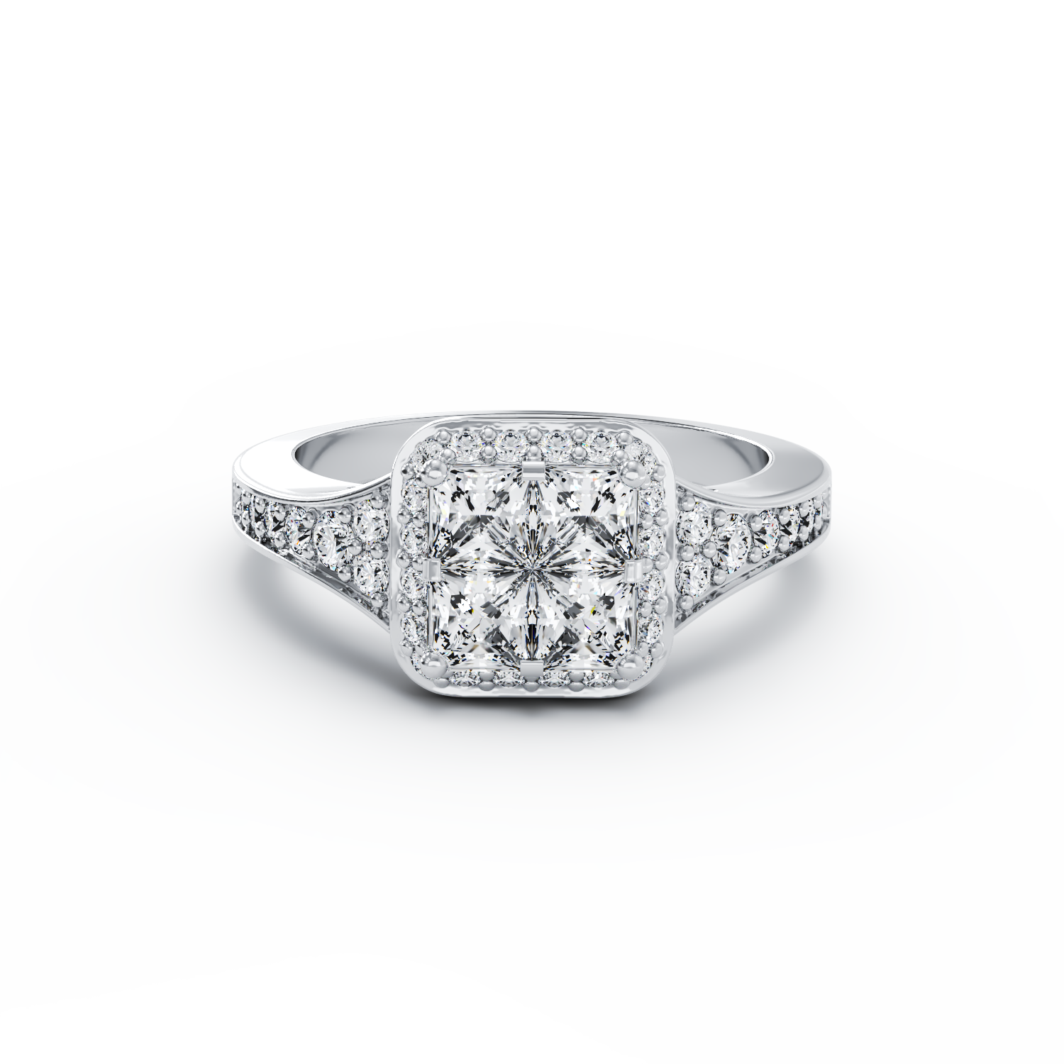 Poze Inel de logodna din aur alb de 18K cu diamante de 0.88ct