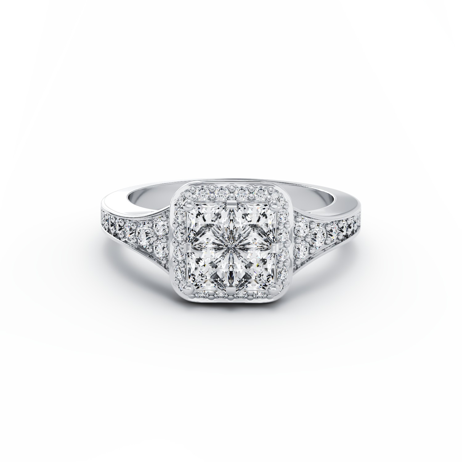 Годежен пръстен от бяло злато 18K с диаманти 0.88ct