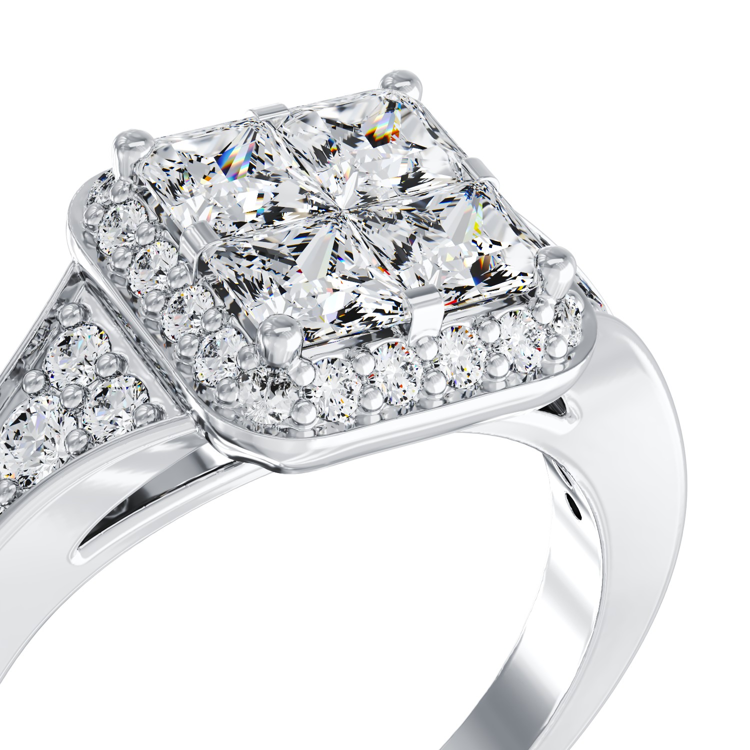 Inel de logodna din aur alb de 18K cu diamante de 0.88ct