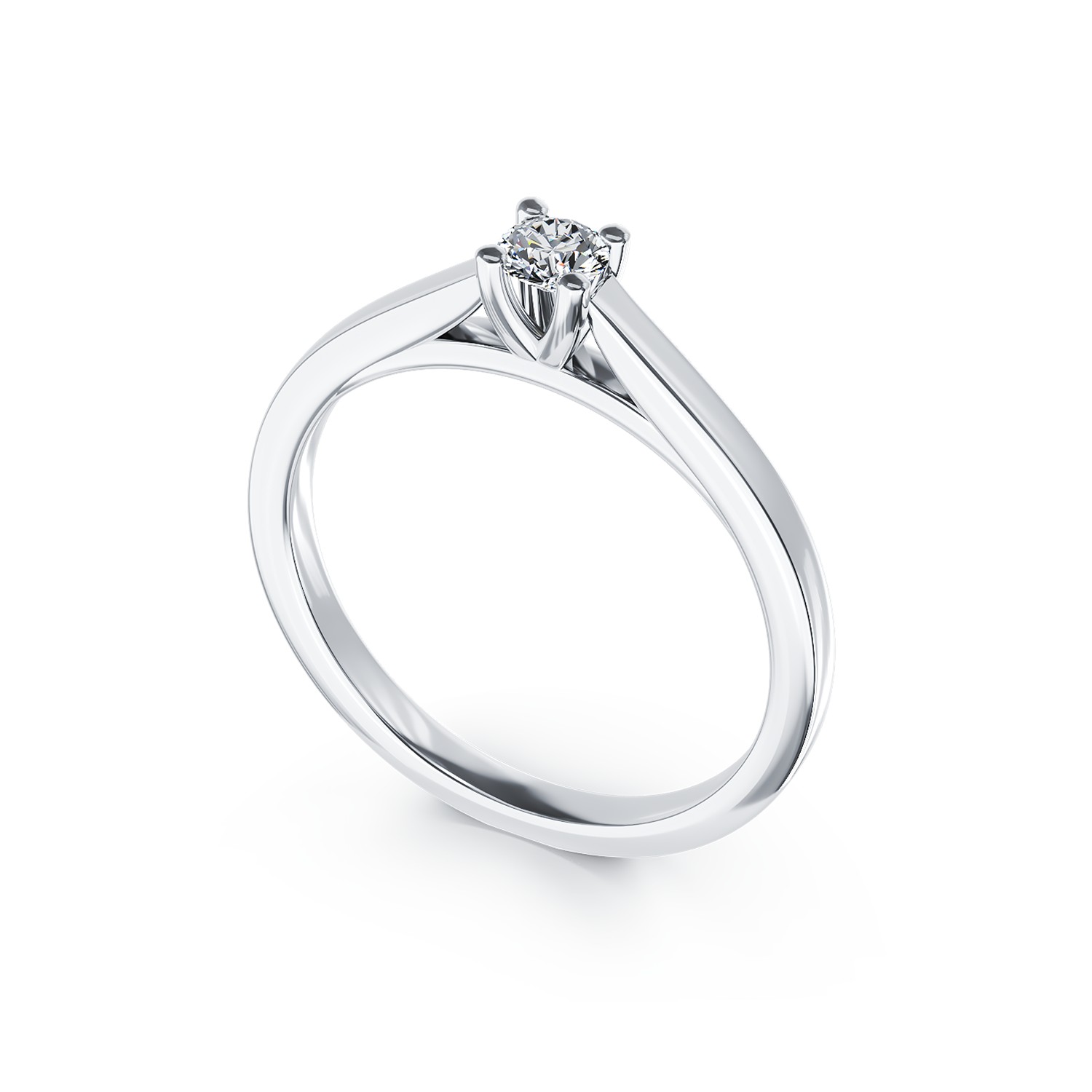 Inel de logodna din aur alb de 18K cu un diamant solitaire de 0.14ct