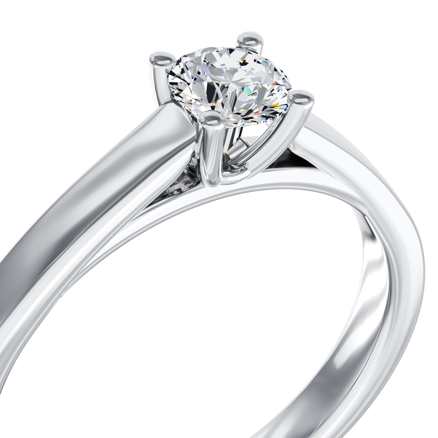 Poze Inel de logodna din aur alb de 18K cu un diamant solitaire de 0.34ct