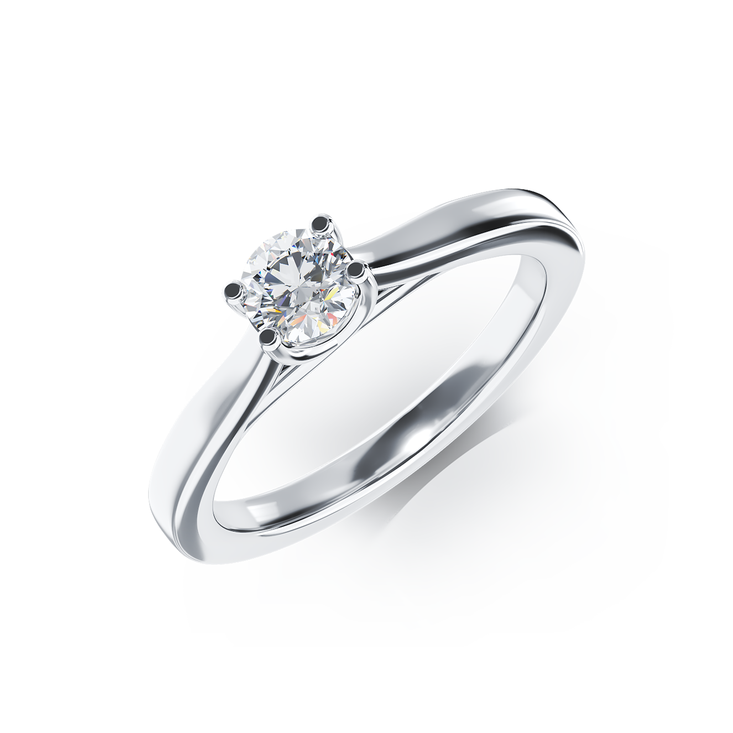 Poze Inel de logodna din aur alb de 18K cu un diamant solitaire de 0.34ct