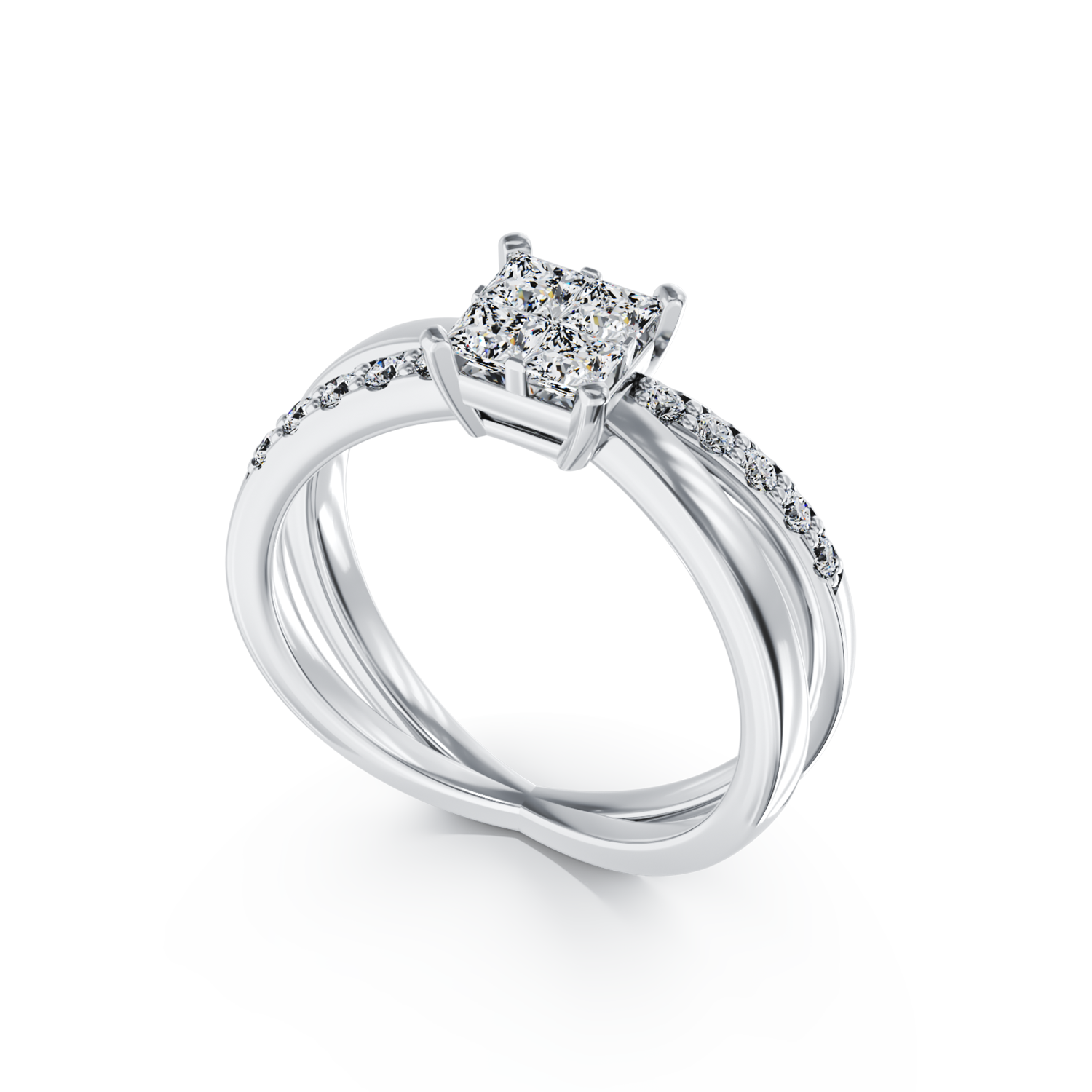 Poze Inel de logodna din aur alb de 18K cu diamante de 0.46ct