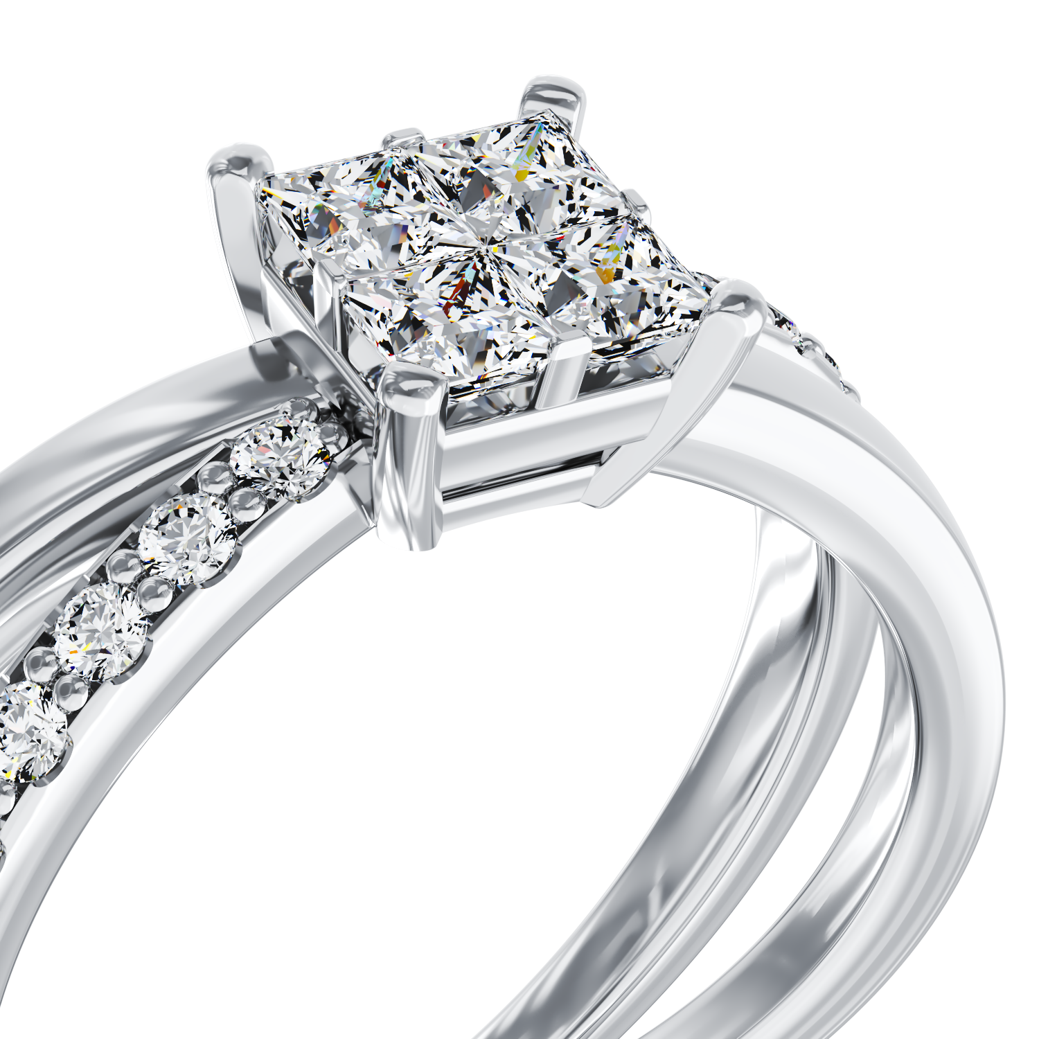 Poze Inel de logodna din aur alb de 18K cu diamante de 0.46ct