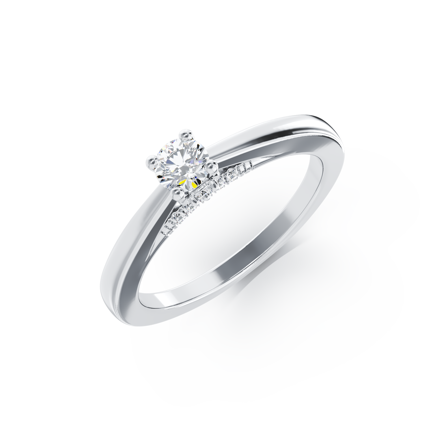 Poze Inel de logodna din aur alb de 18K cu diamant de 0.15ct si diamante de 0.09ct
