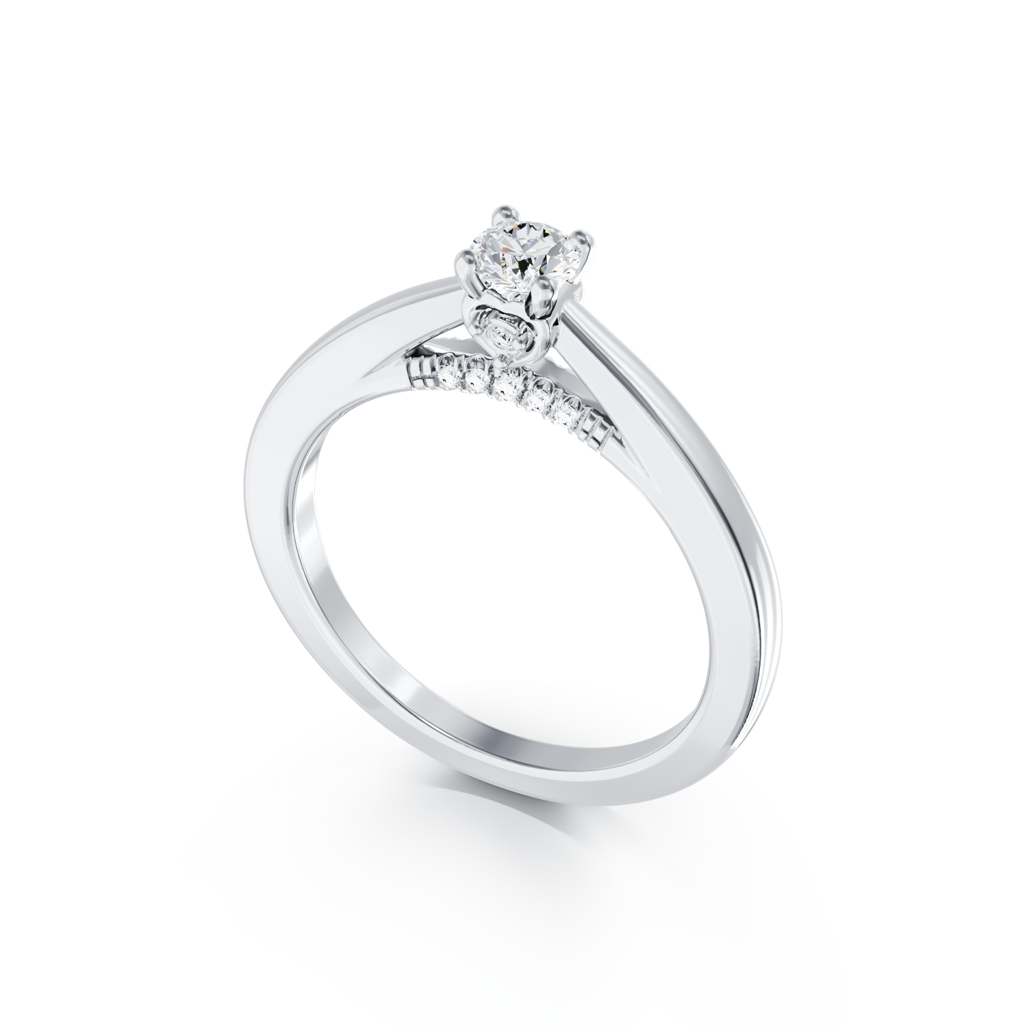 Poze Inel de logodna din aur alb de 18K cu diamant de 0.15ct si diamante de 0.09ct