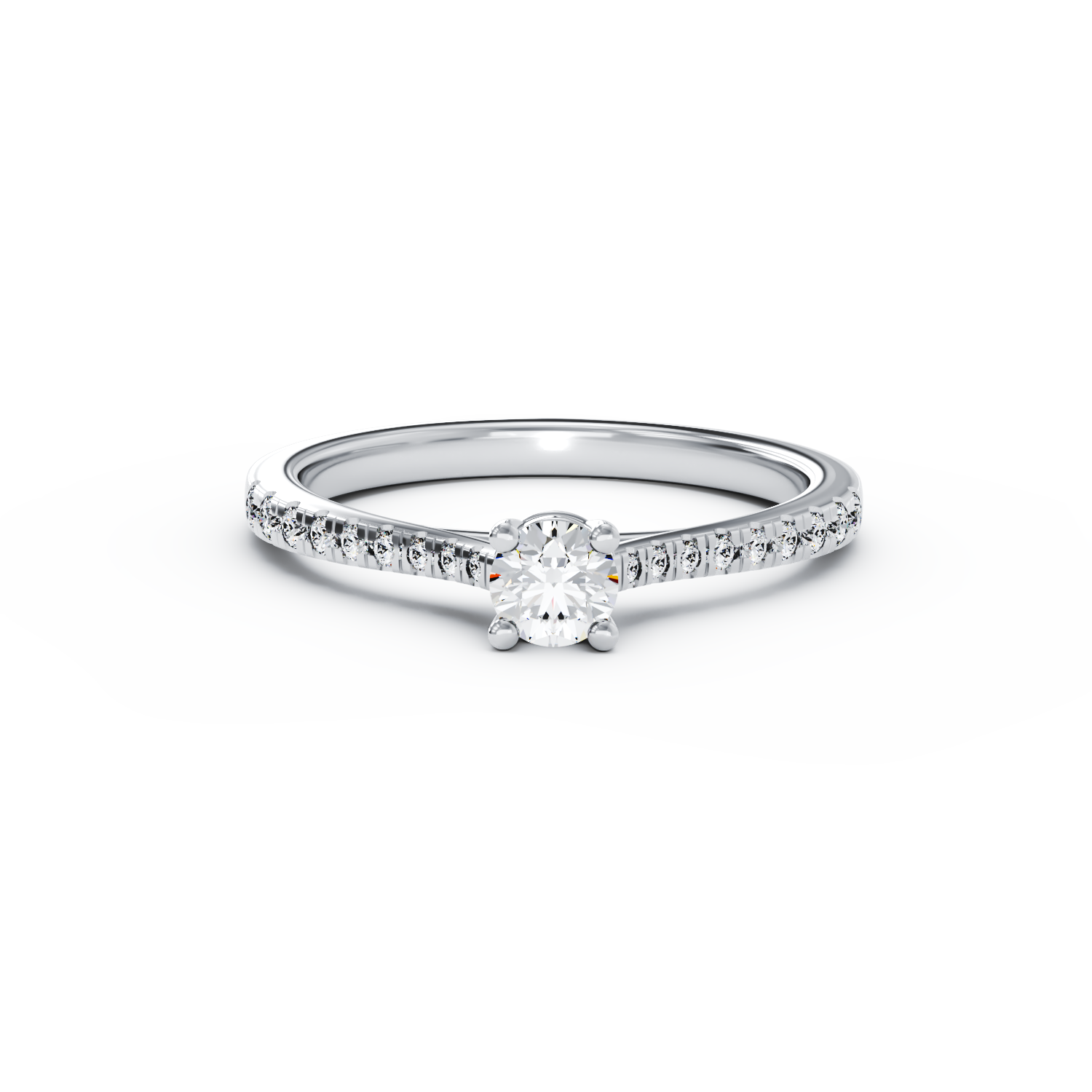 Poze Inel de logodna din aur alb de 18K cu diamant de 0.16ct si diamante de 0.17ct