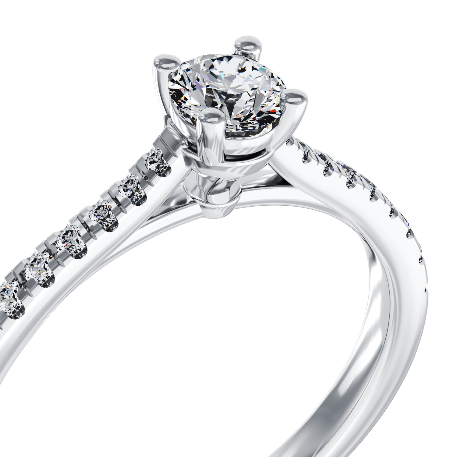 Годежен пръстен от 18K бяло злато с 0.16ct диамант и 0.17ct диаманти