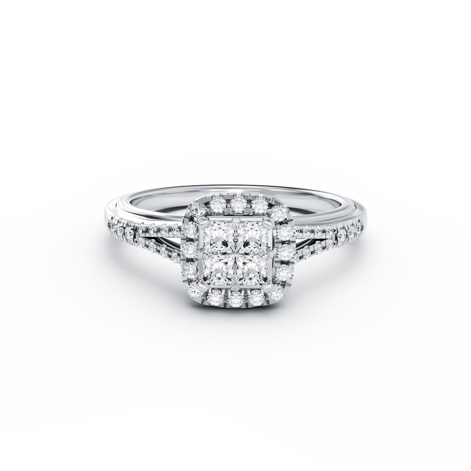 Poze Inel de logodna din aur alb de 18K cu diamante de 0.53ct