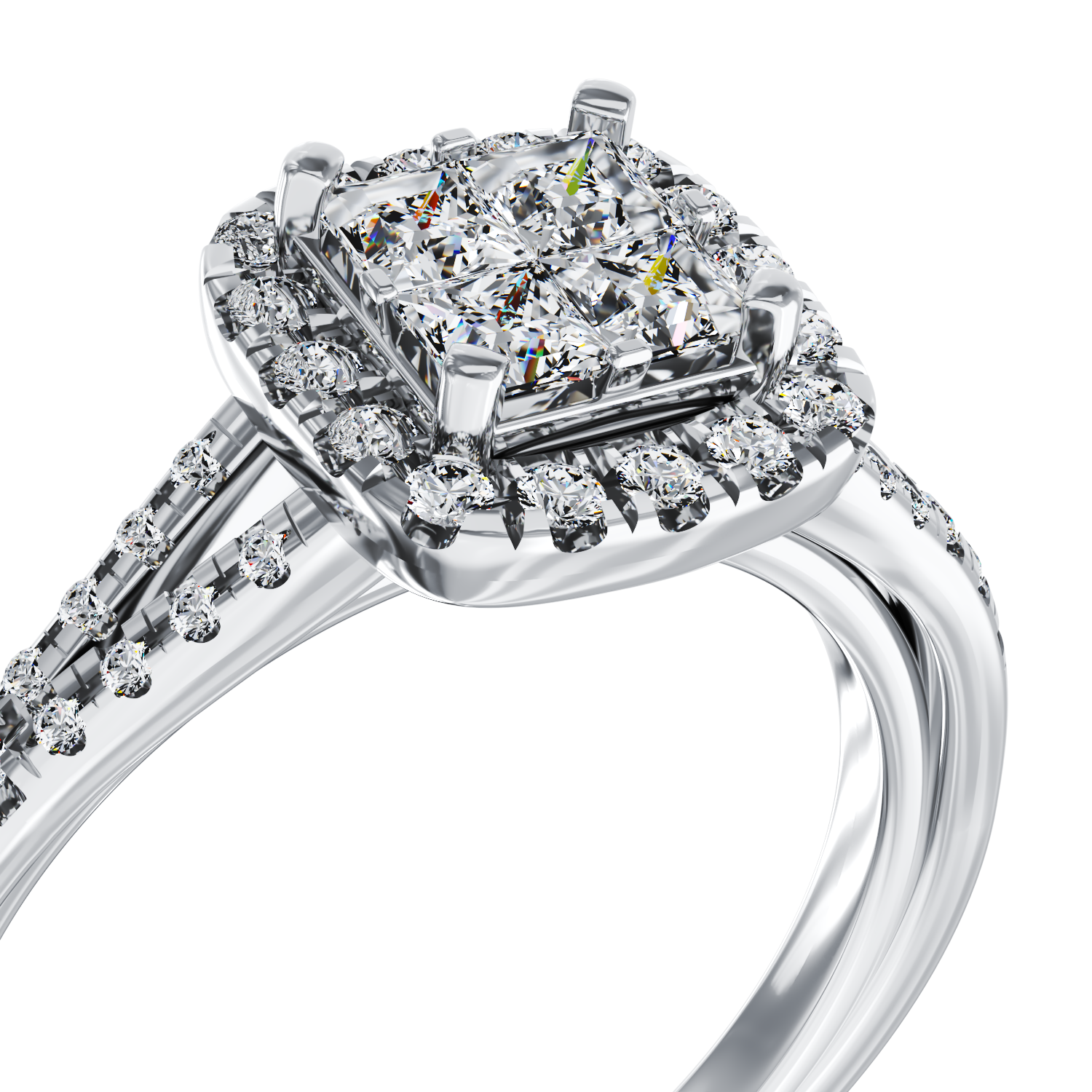 Poze Inel de logodna din aur alb de 18K cu diamante de 0.53ct