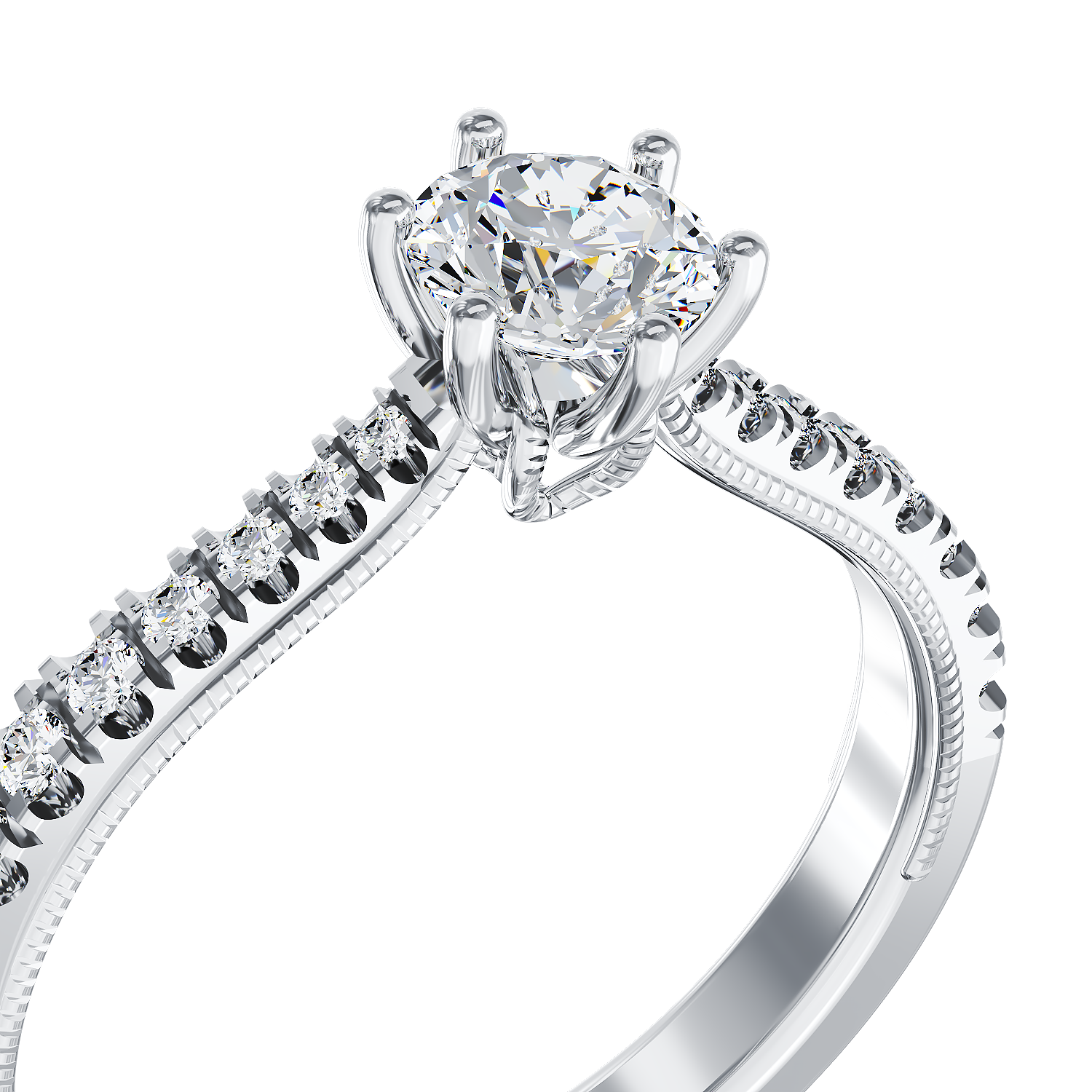 Poze Inel de logodna din aur alb de 18K cu diamant de 0.16ct si diamante de 0.18ct