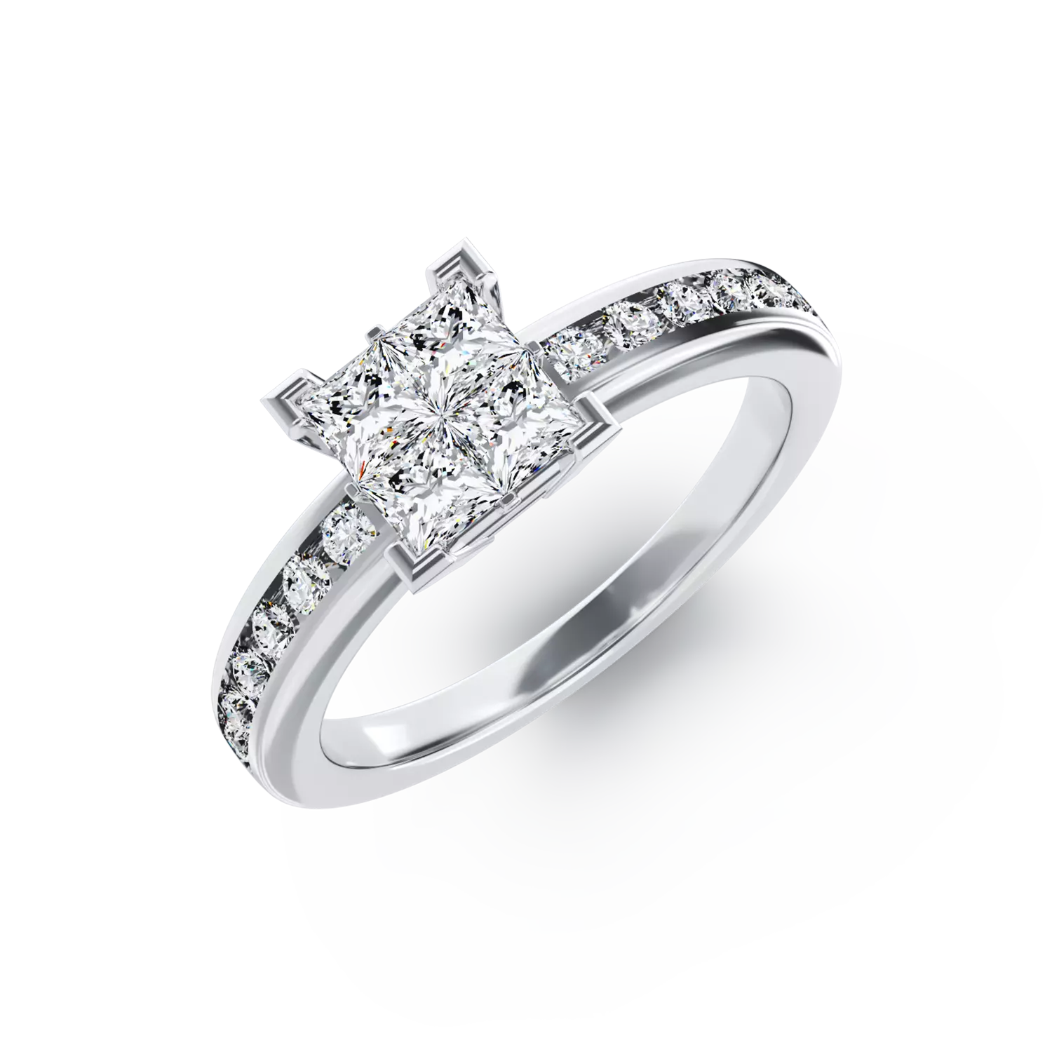 Eljegyzési gyűrű 18K-os fehér aranyból 0,52ct gyémánttal és 0,25ct gyémánttal