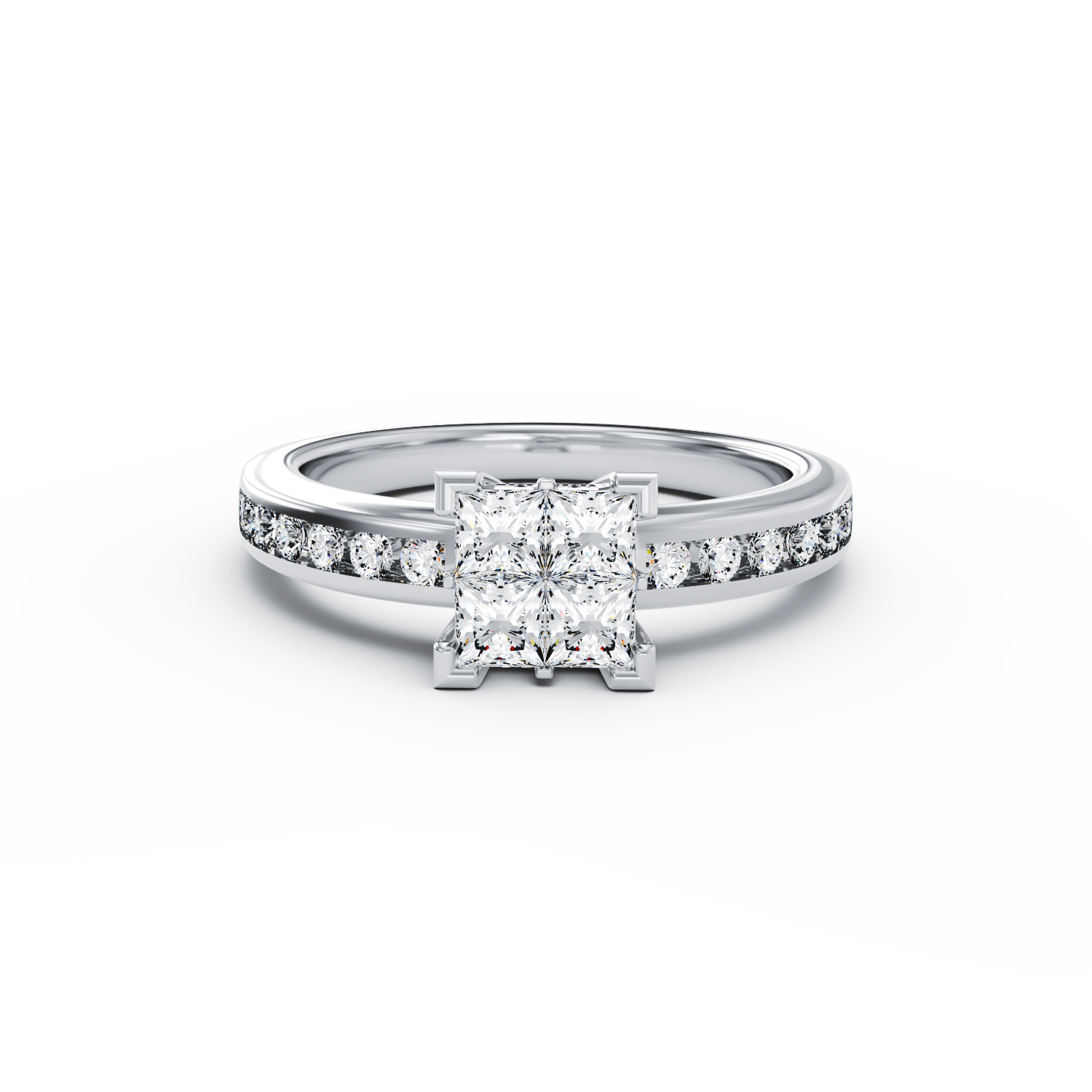 Poze Inel de logodna din aur alb de 18K cu diamante de 0.74ct