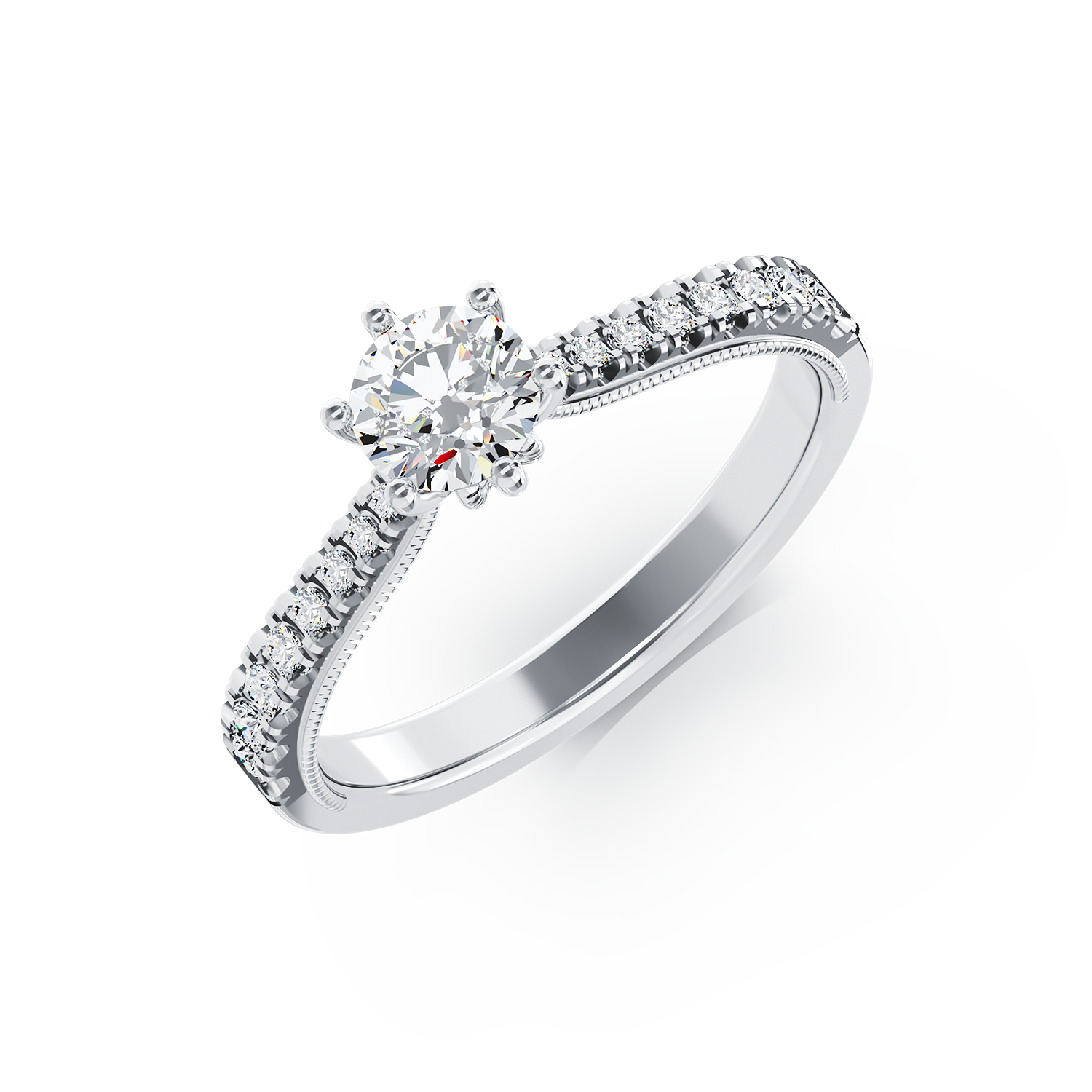Poze Inel de logodna din aur alb de 18K cu diamant de 0.24ct si diamante de 0.18ct