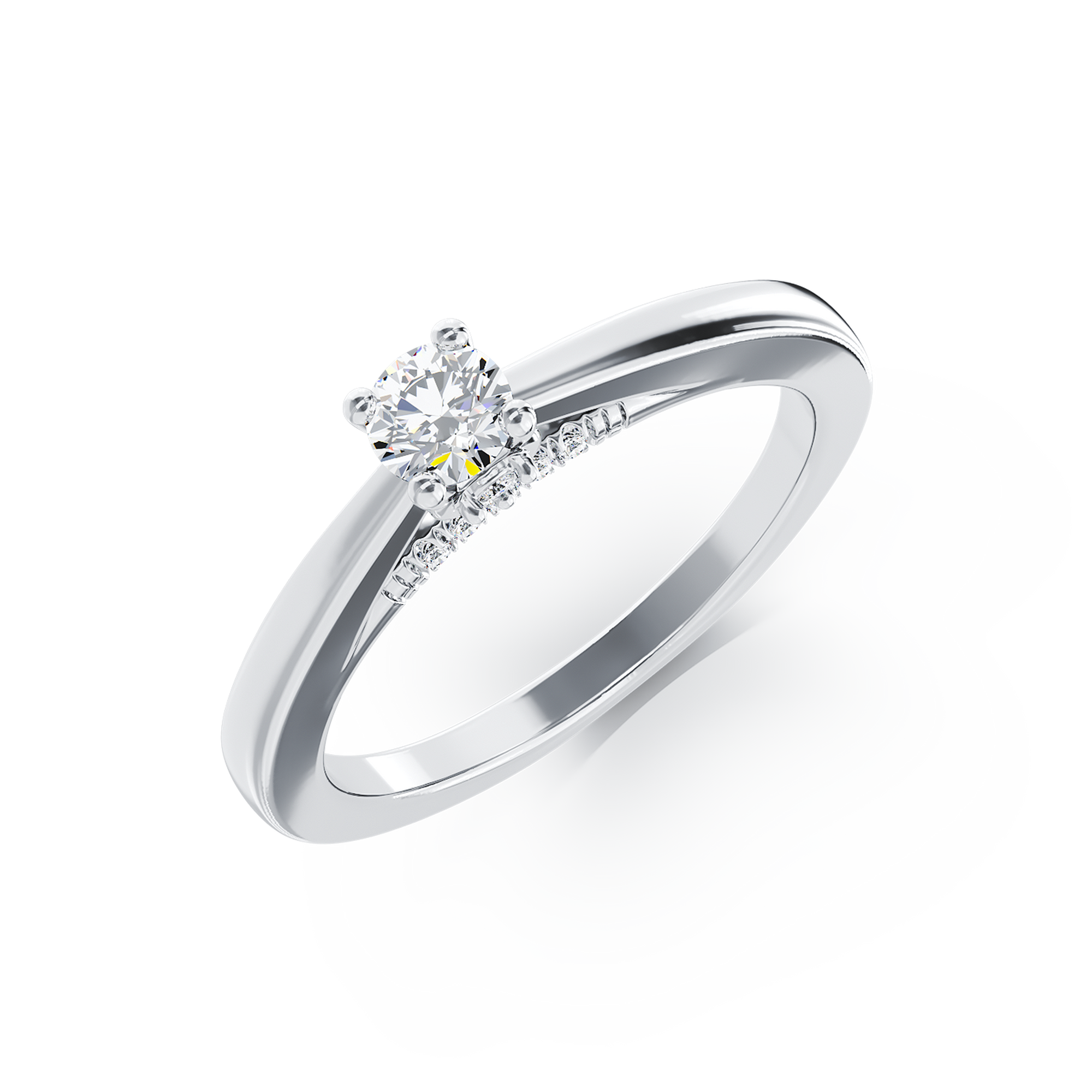 Inel de logodna din aur alb de 18K cu diamant de 0.12ct si diamante de 0.05ct image7