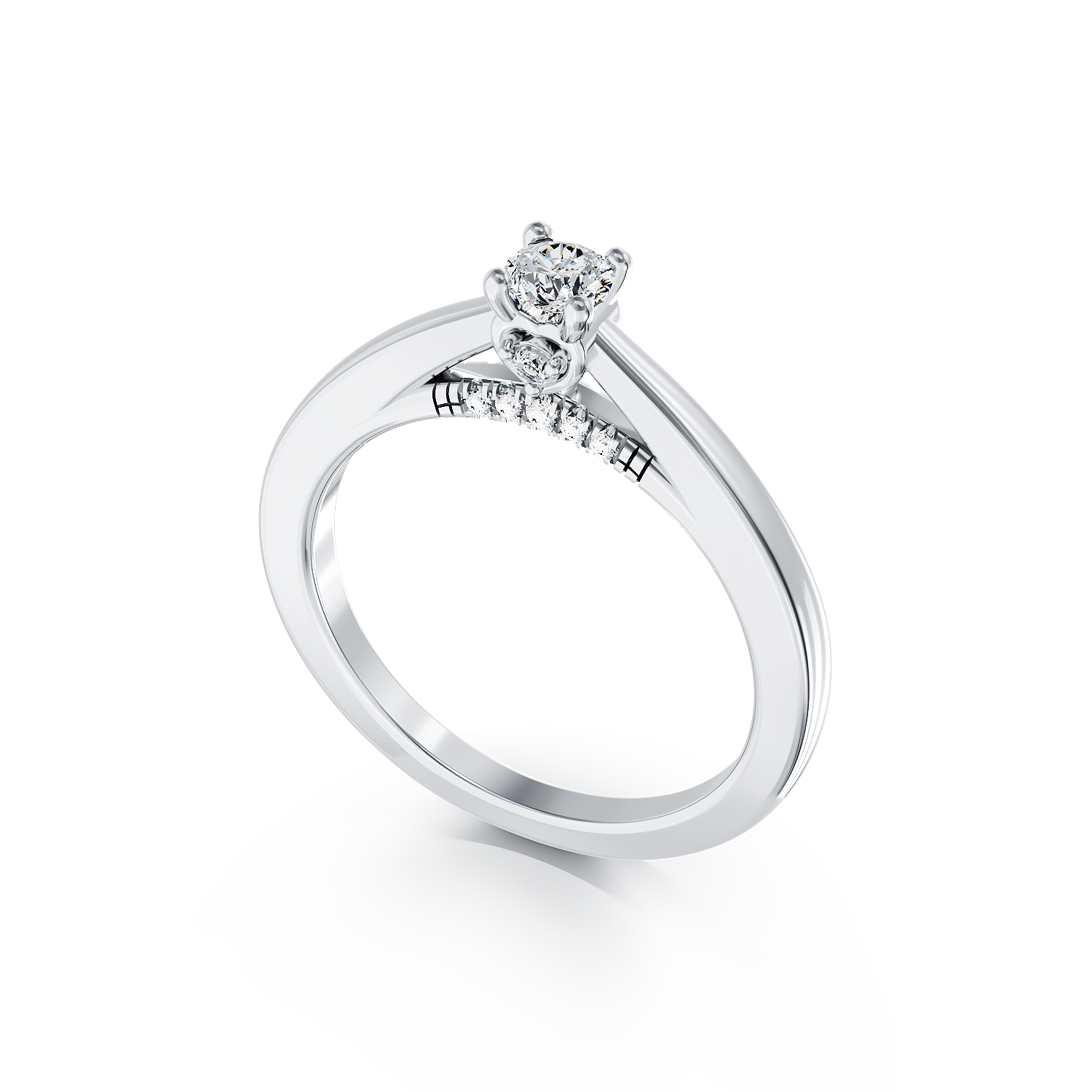 Poze Inel de logodna din aur alb de 18K cu diamant de 0.2ct si diamante de 0.04ct