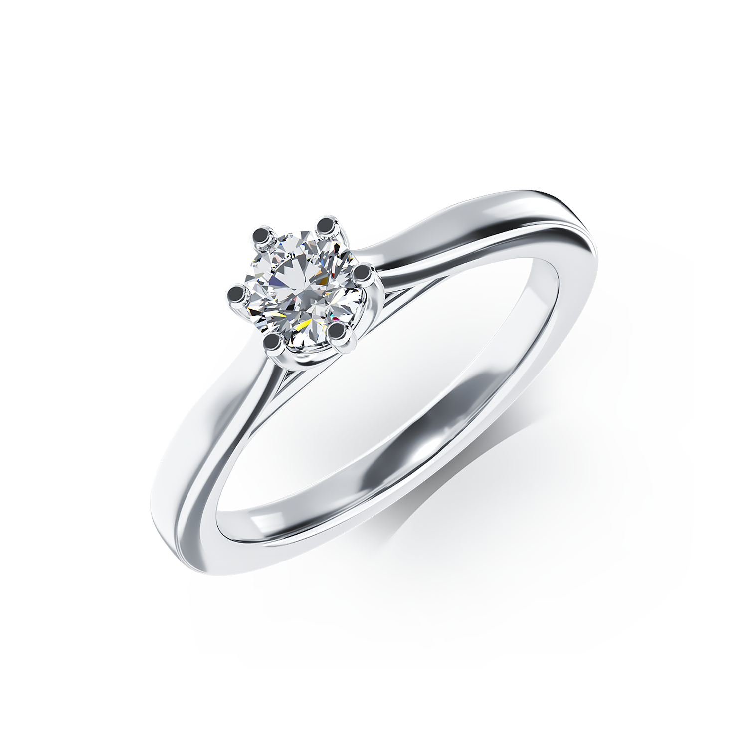 Poze Inel de logodna din aur alb de 18K cu un diamant solitaire de 0.14ct