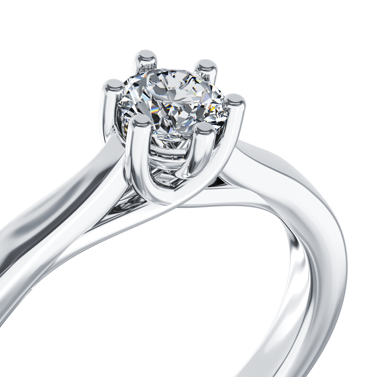 Poze Inel de logodna din aur alb de 18K cu un diamant solitaire de 0.14ct