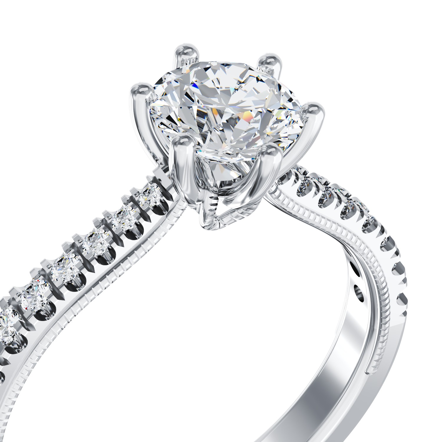 Eljegyzési gyűrű 18K-os fehér aranyból 0,4ct gyémánttal és 0,22ct gyémánttal
