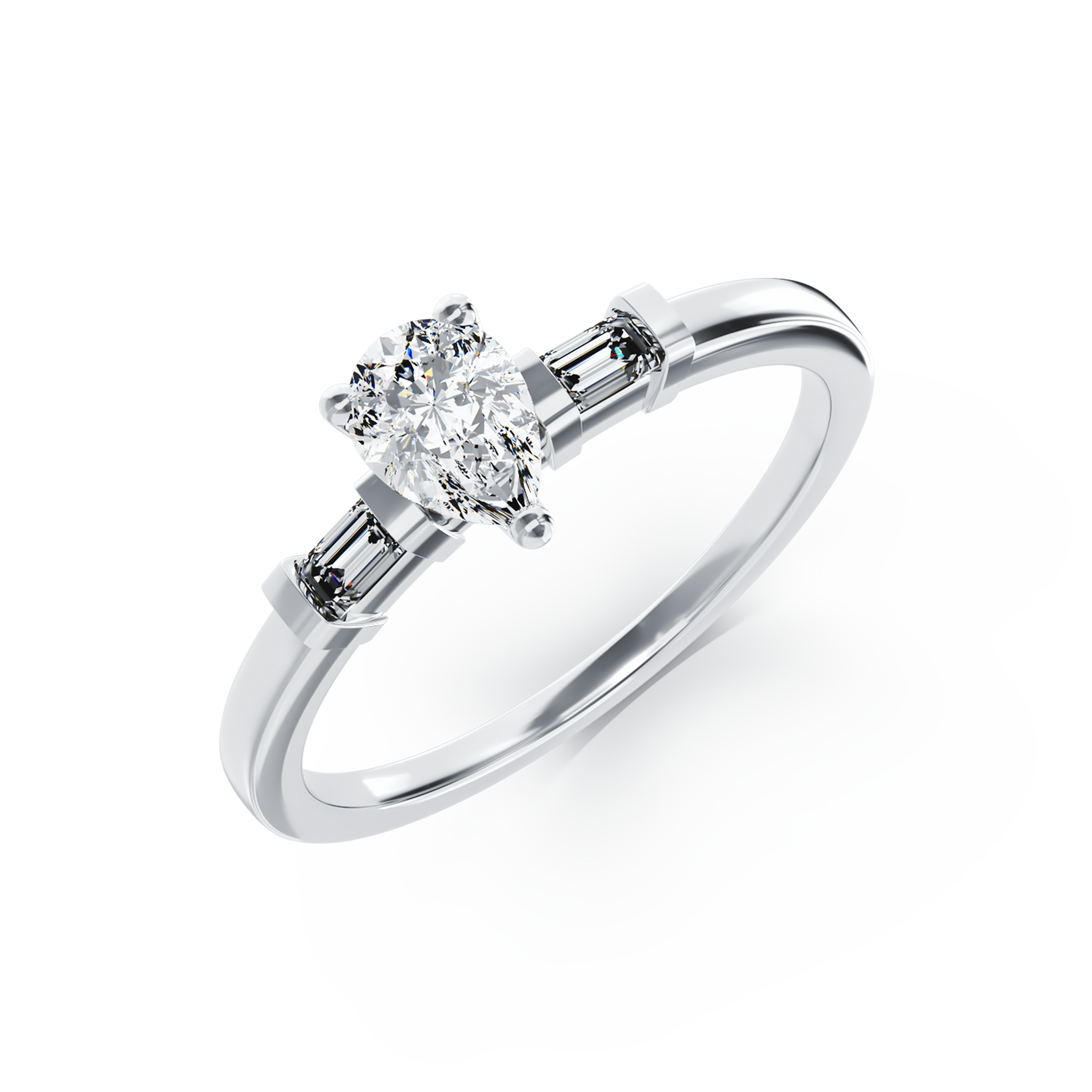 Eljegyzési gyűrű 18K-os fehér aranyból 0,41ct gyémánttal és 0,08ct gyémántokkal. Gramm: 2,79