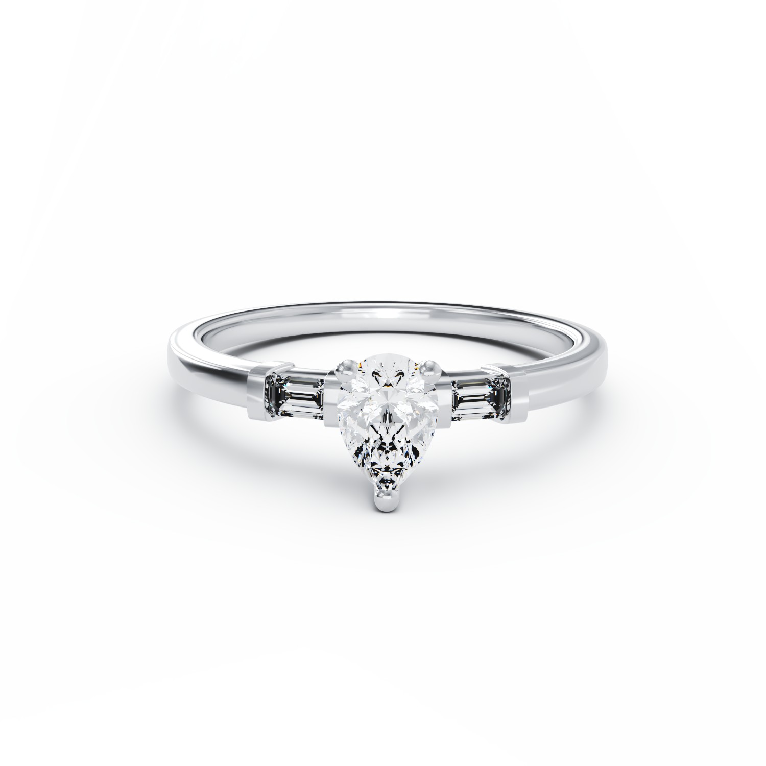 Годежен пръстен от 18K бяло злато с 0.41ct диамант и 0.08ct диаманти