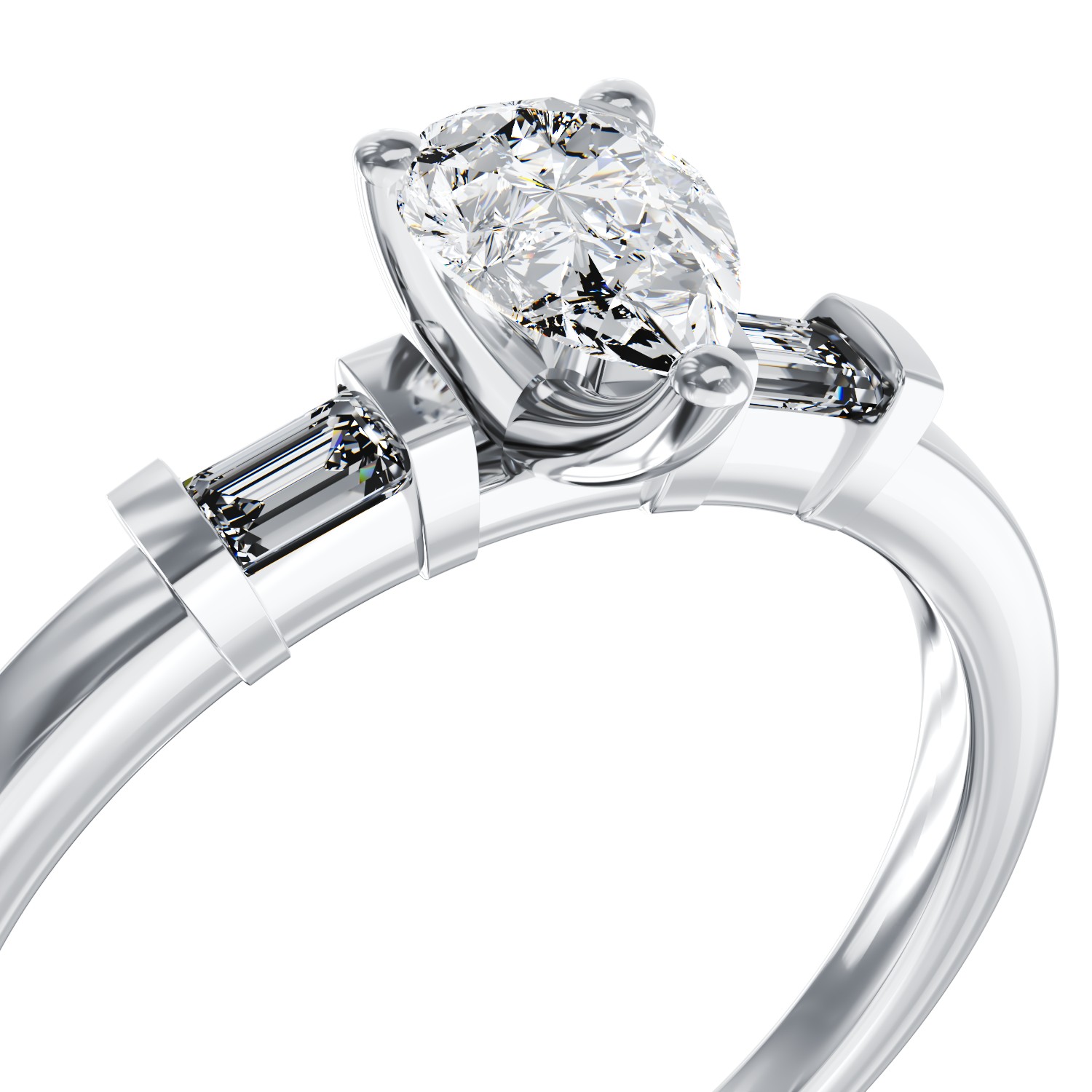 Годежен пръстен от 18K бяло злато с 0.41ct диамант и 0.08ct диаманти