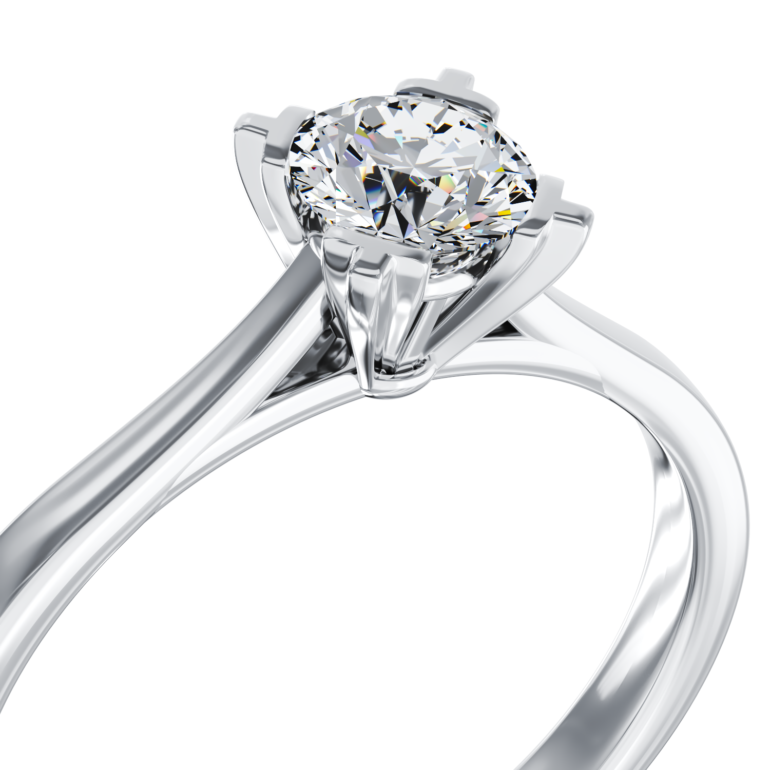 Poze Inel de logodna din aur alb de 18K cu un diamant solitaire de 0.16ct