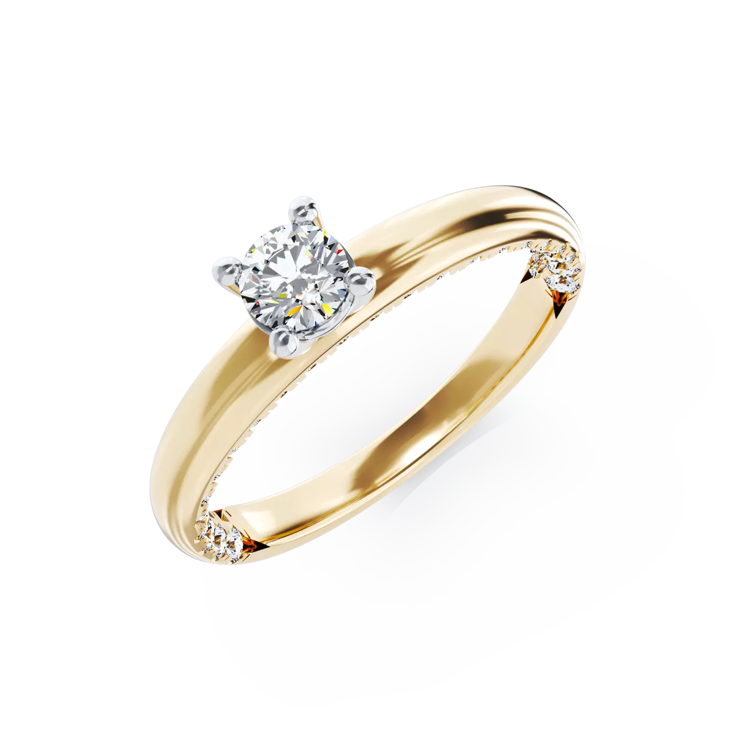 Eljegyzési gyűrű 18K-os sárga aranyból 0,2ct gyémánttal és 0,21ct gyémánttal
