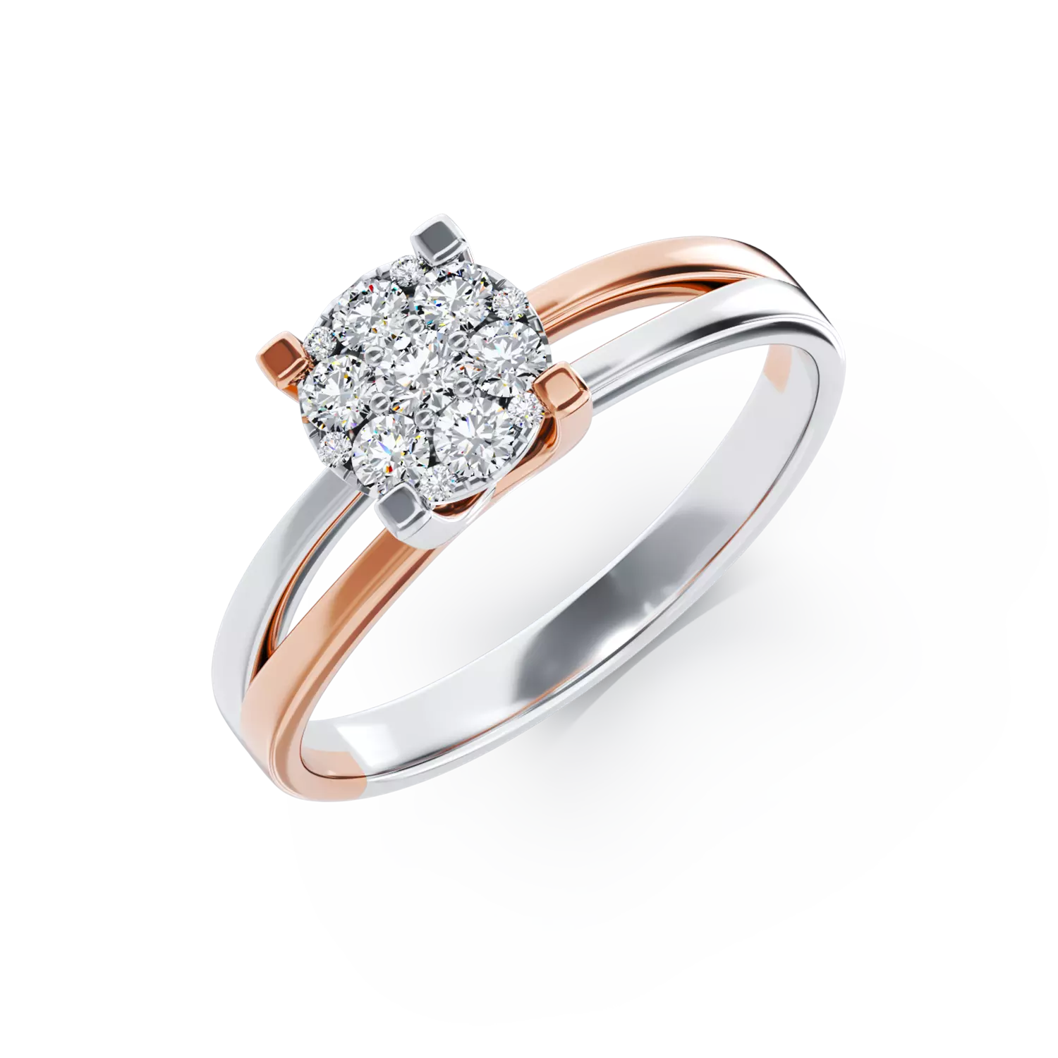 18 karátos fehérrózsa arany eljegyzési gyűrű 0.24 karátos gyémánttal