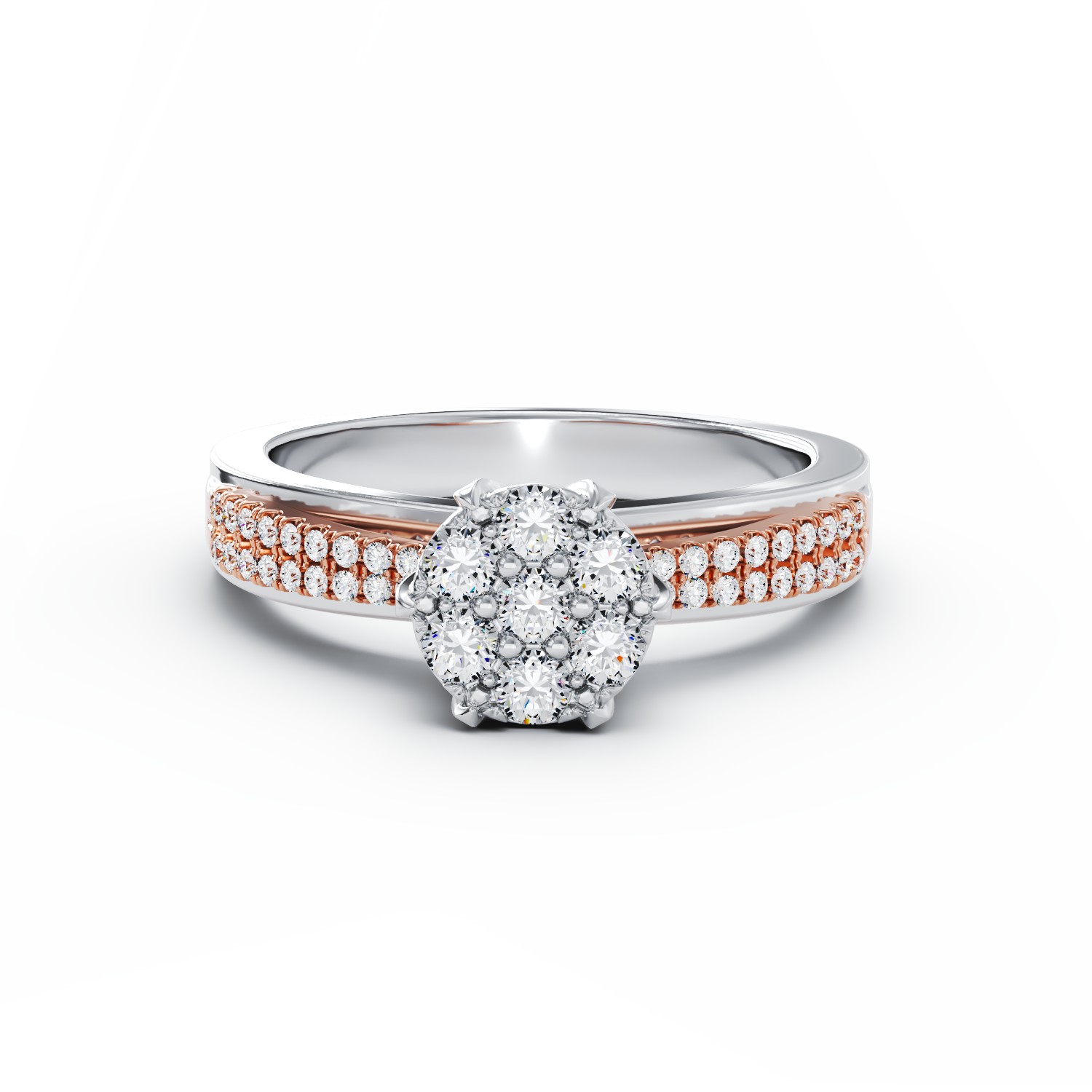 Годежен пръстен от 18K бяло розово злато с 0.36ct диаманти