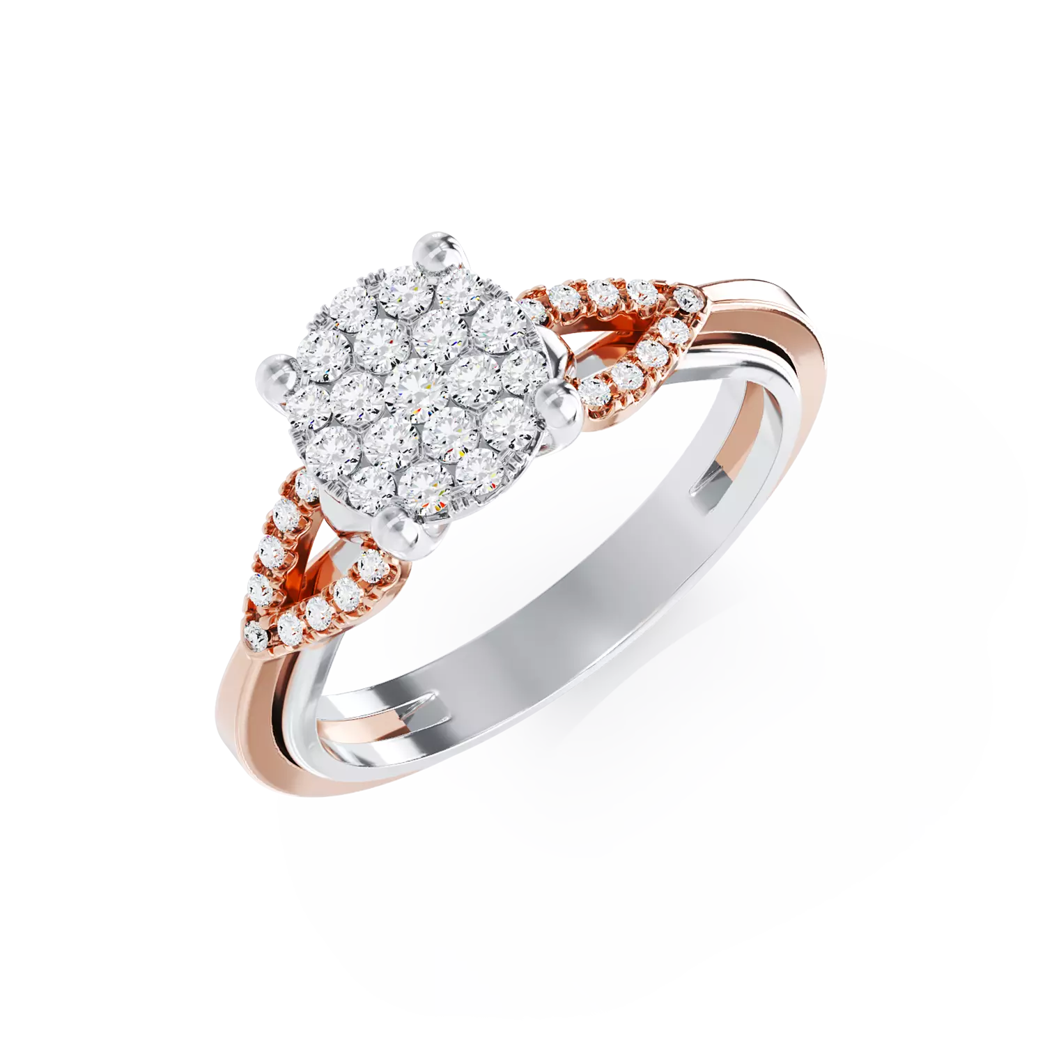 Pierścionek zaręczynowy z 18K białego różowego złota z 0.35ct diamentami