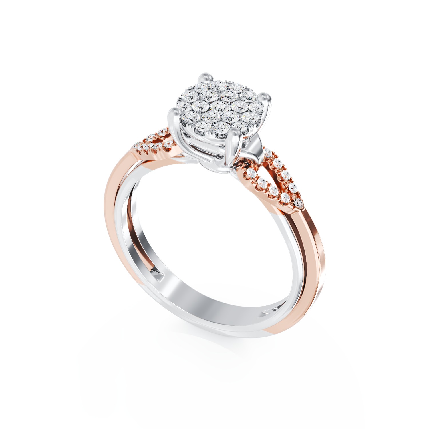 Inel de logodna din aur alb-roz de 18K cu diamante de 0.33ct