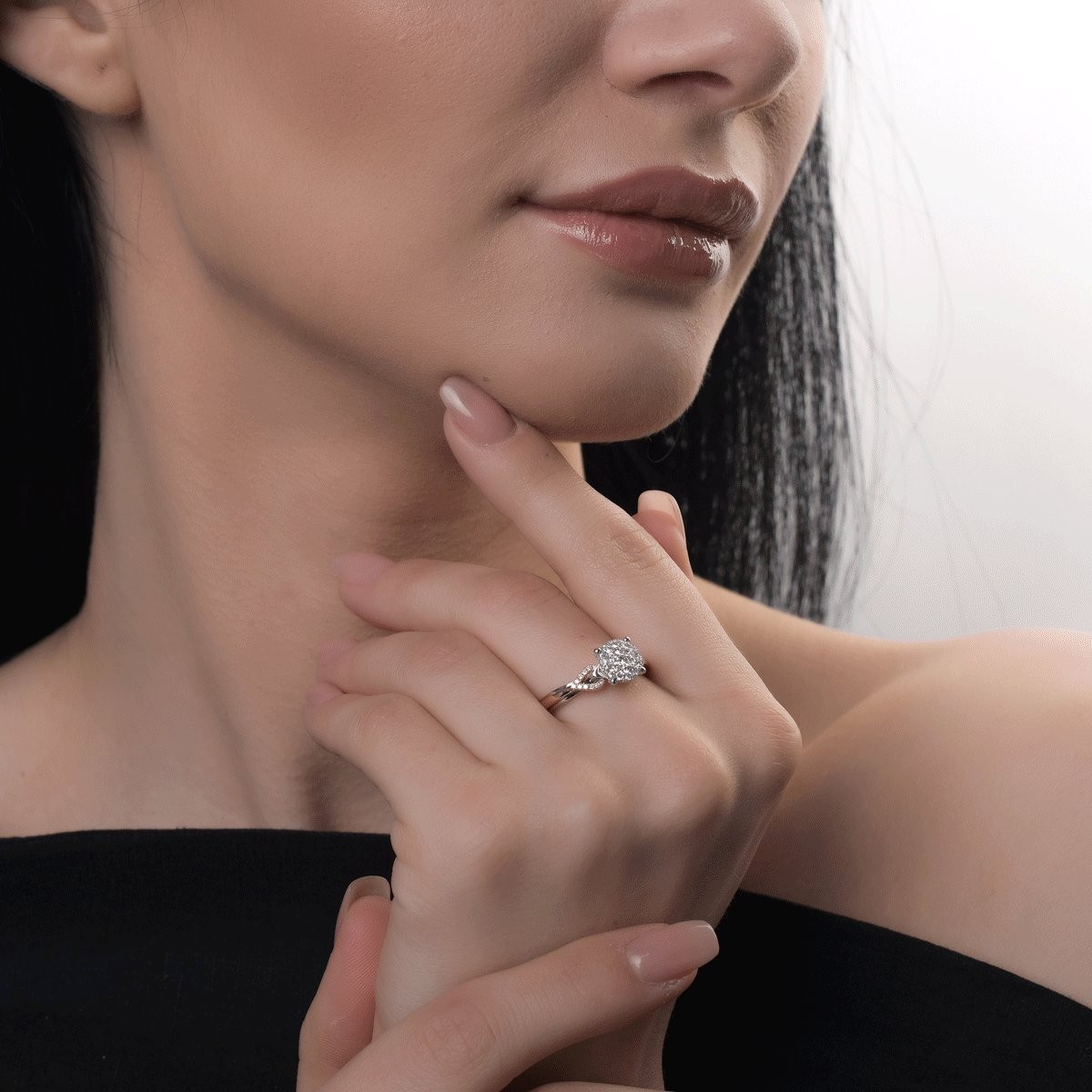 Inel de logodna din aur alb-roz de 18K cu diamante de 0.35ct