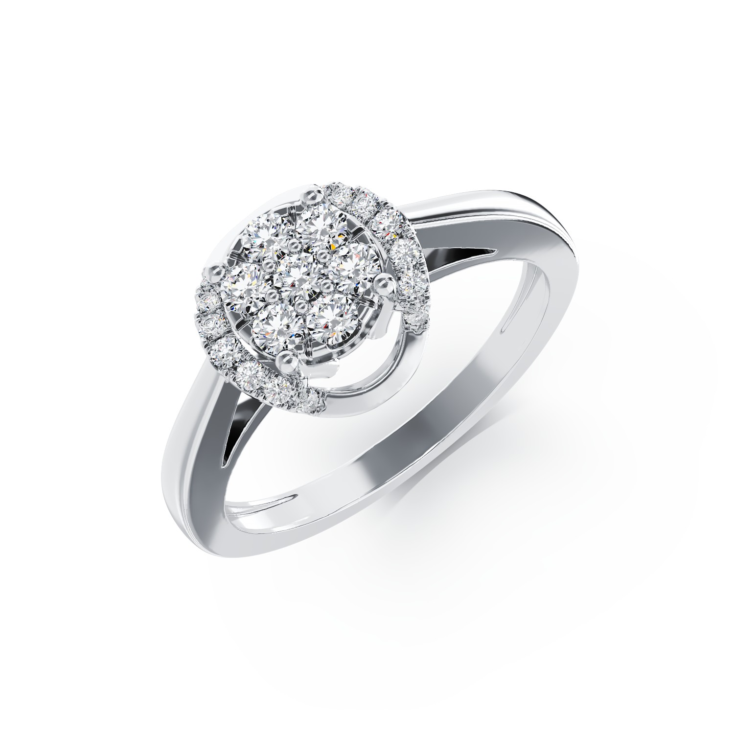 Годежен пръстен от 18K бяло злато с 0.24ct диаманти