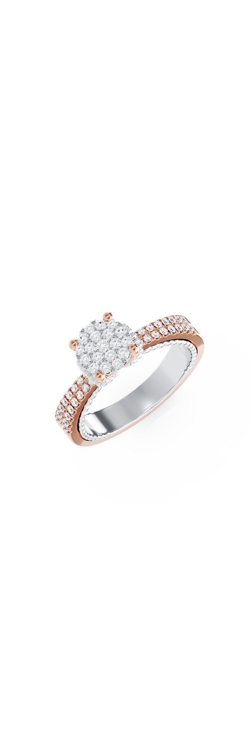 Eljegyzési gyűrű 18K-os fehér-rózsaszín aranyból 51 darab 0.44ct gyémánttal