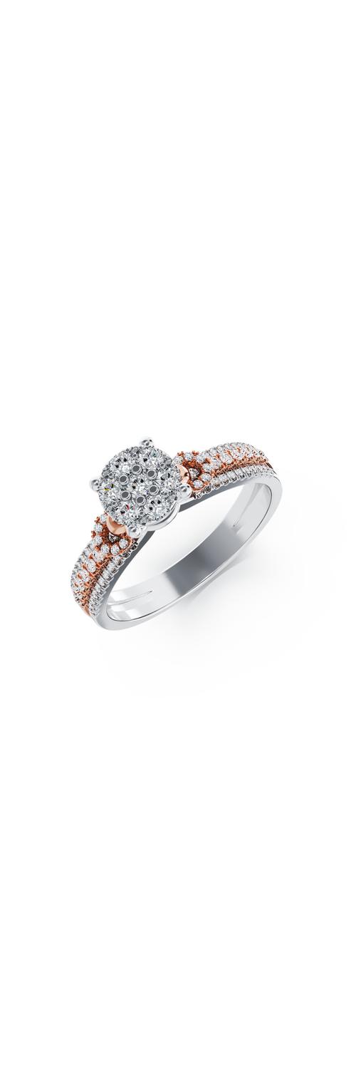 Eljegyzési gyűrű 18K-os fehér-rózsaszín aranyból 79 darab 0.45ct gyémánttal