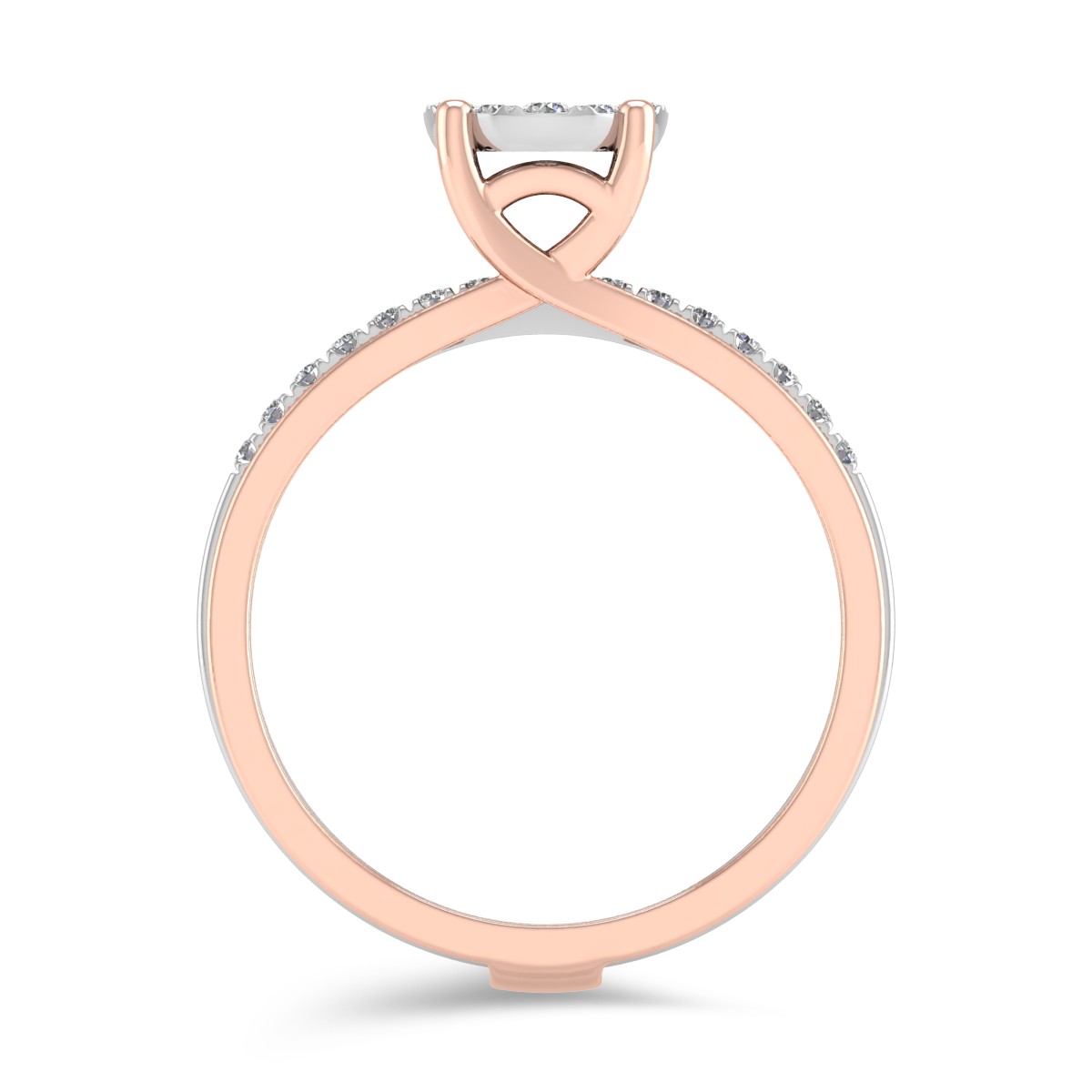 Eljegyzési gyűrű 18K-os fehér-rózsaszín aranyból 0.39ct gyémánttal. Gramm: 5,03