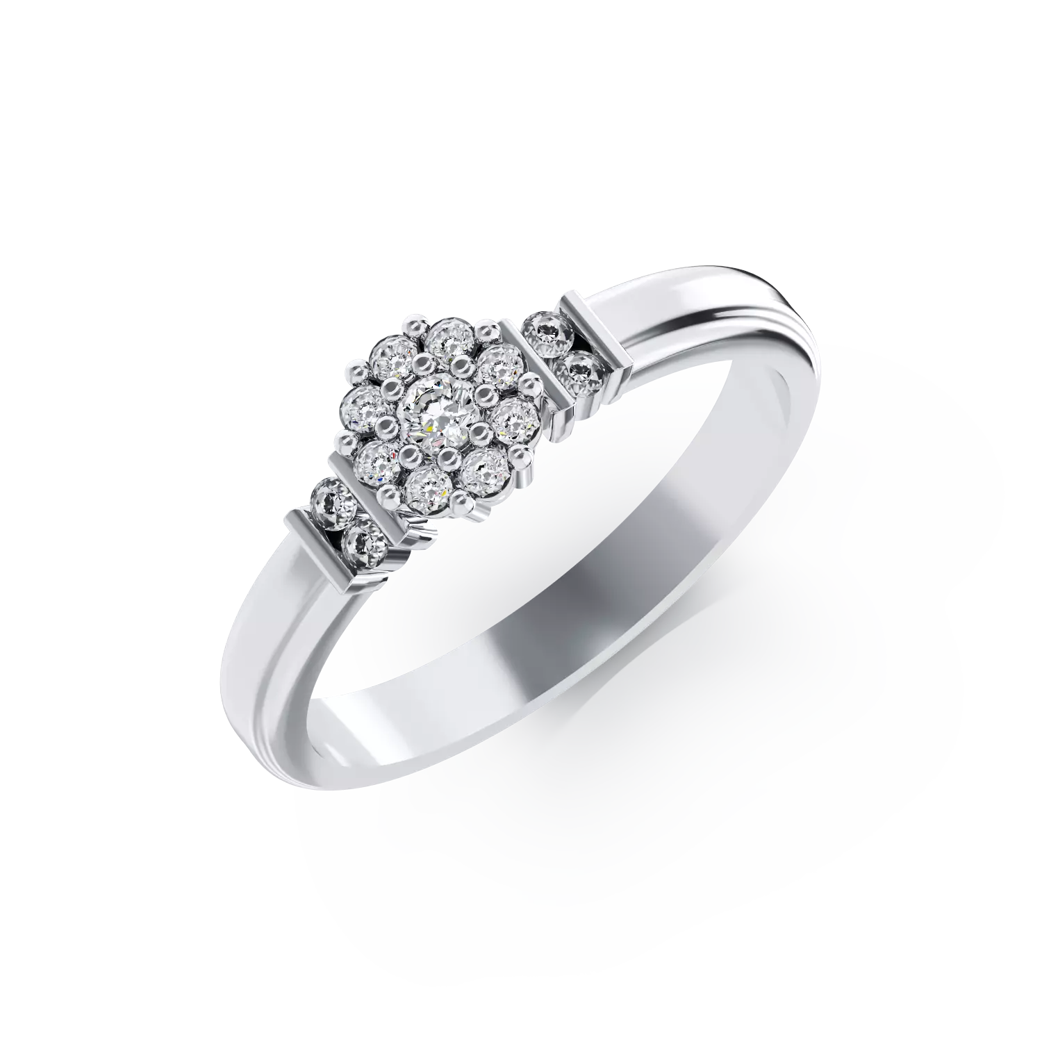Inel de logodna din aur alb de 14K cu diamante de 0.27ct