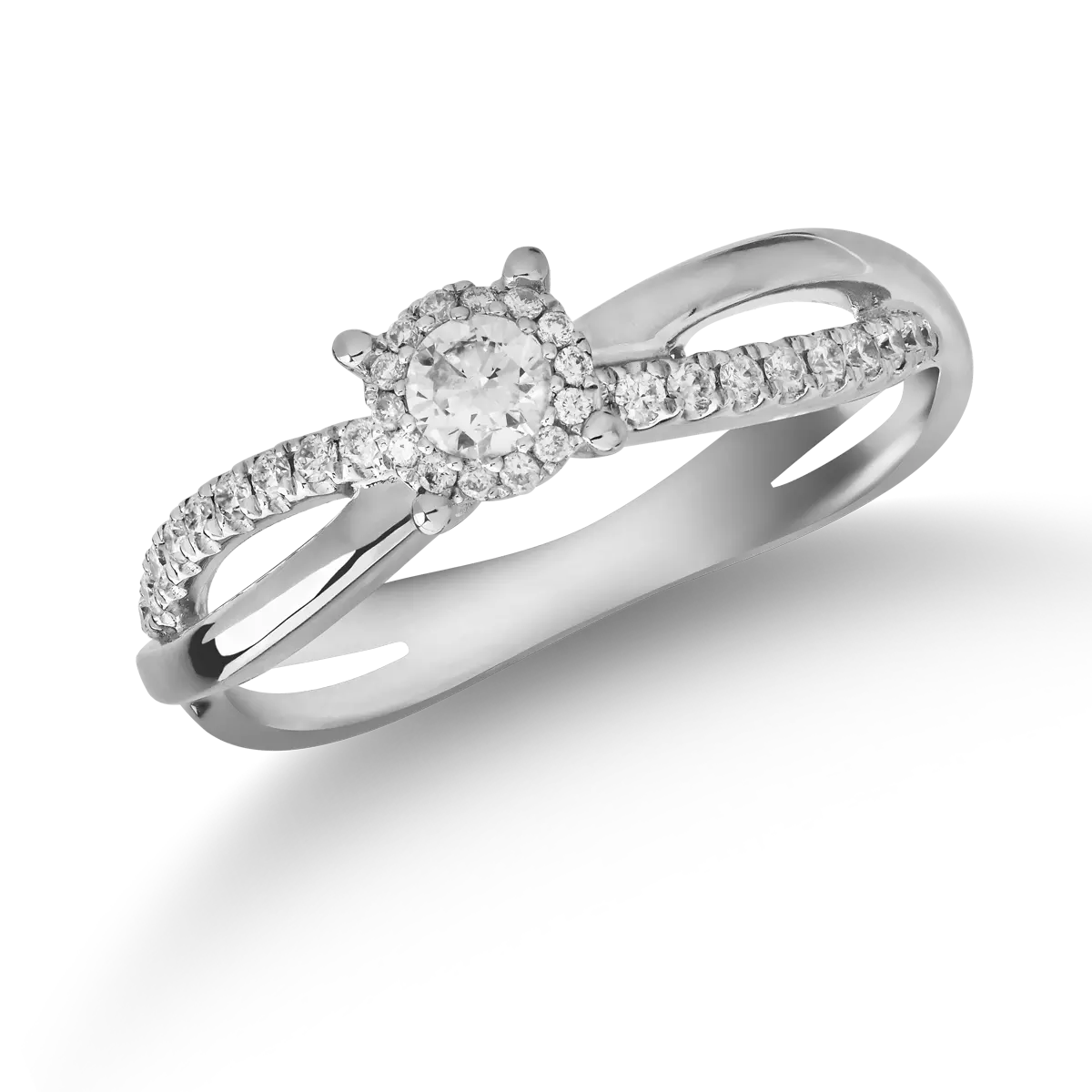 Inel de logodna din aur alb de 18K cu un diamant solitaire de 0.3ct