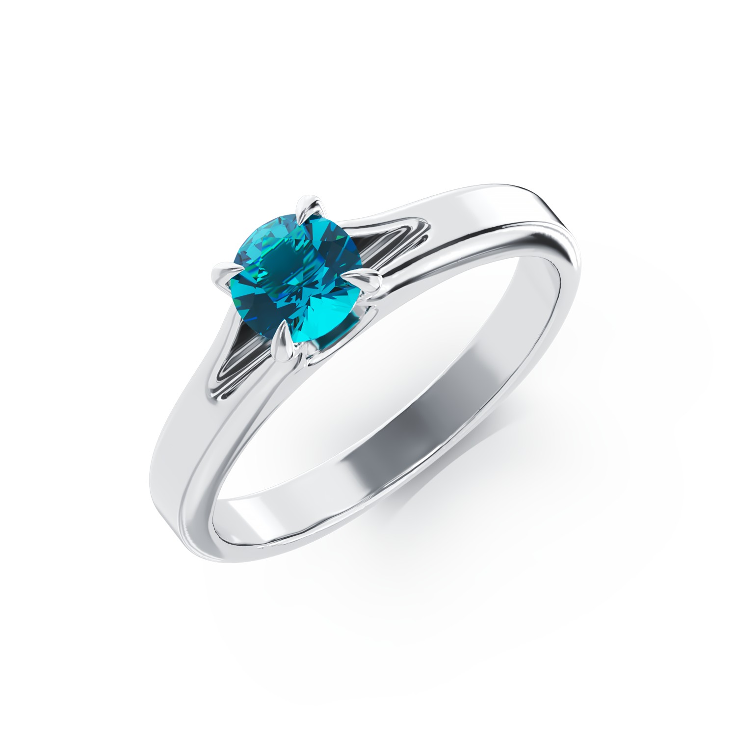 18K white gold engagement ring with a 0.33ct blue solitaire diamond