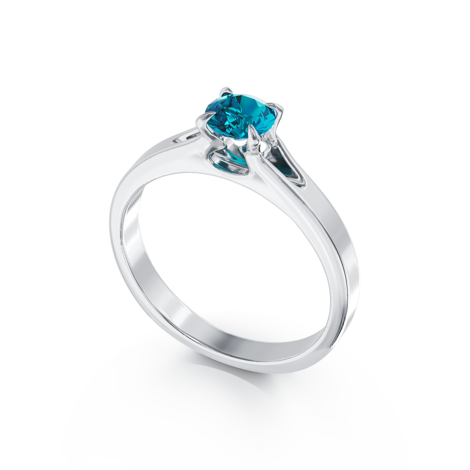 Годежен пръстен от бяло злато 18K с диамант син пасианс 0.33ct
