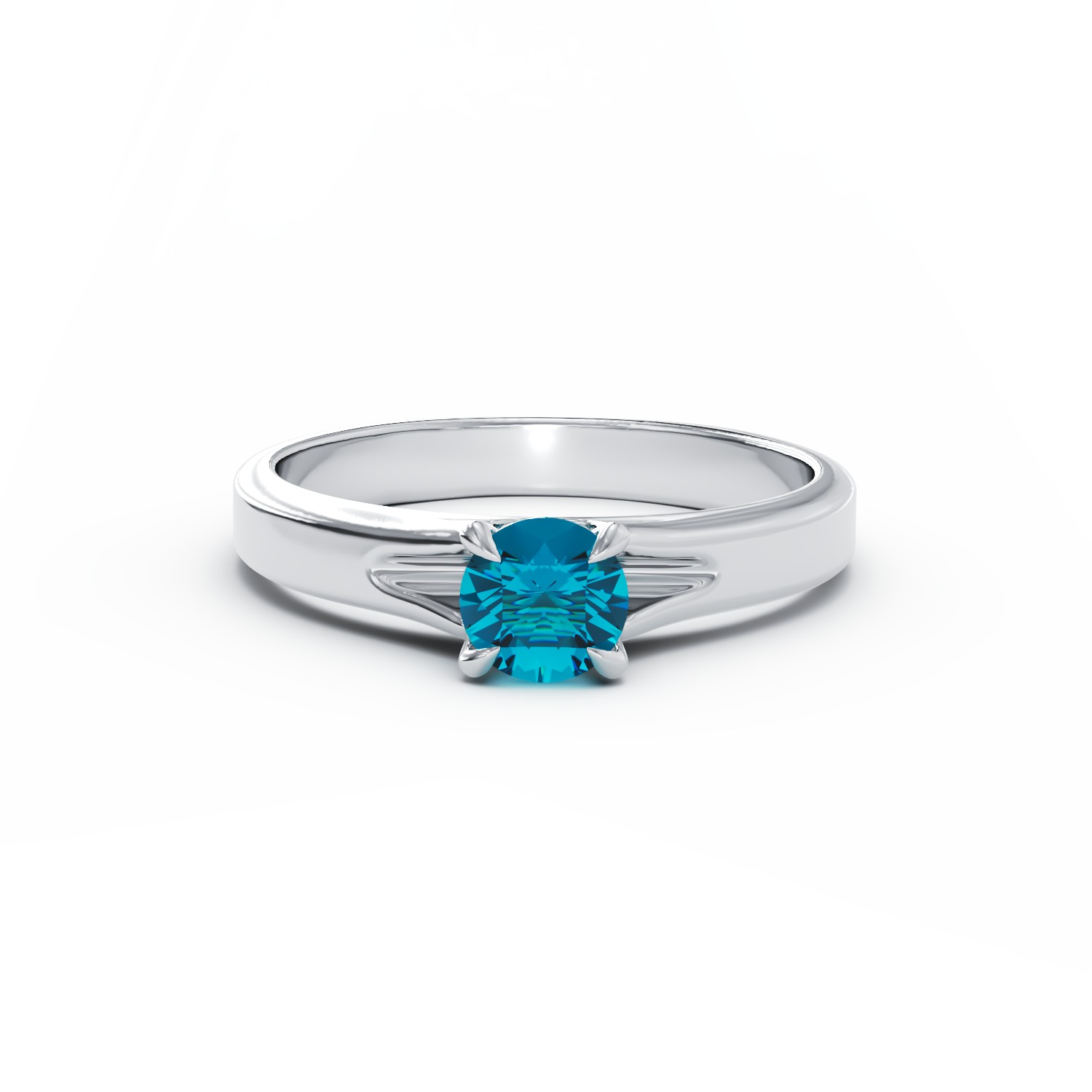 18K white gold engagement ring with a 0.33ct blue solitaire diamond