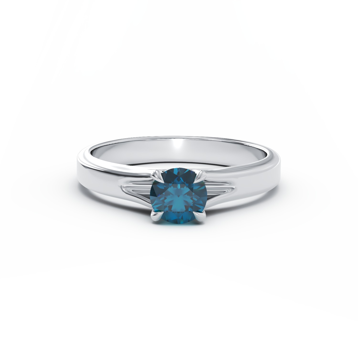 Eljegyzési gyűrű 18K-os fehér aranyból egy 0,55ct solitaire kék gyémánttal