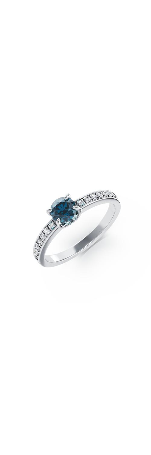 18K white gold engagement ring with 0.44ct blue diamond and 0.2ct diamonds
