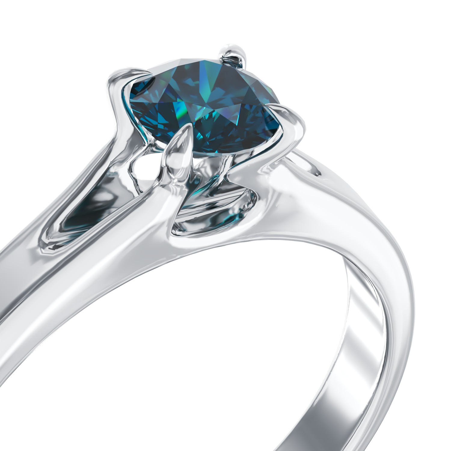 Годежен пръстен от бяло злато 18K с диамант син пасианс 0.44ct