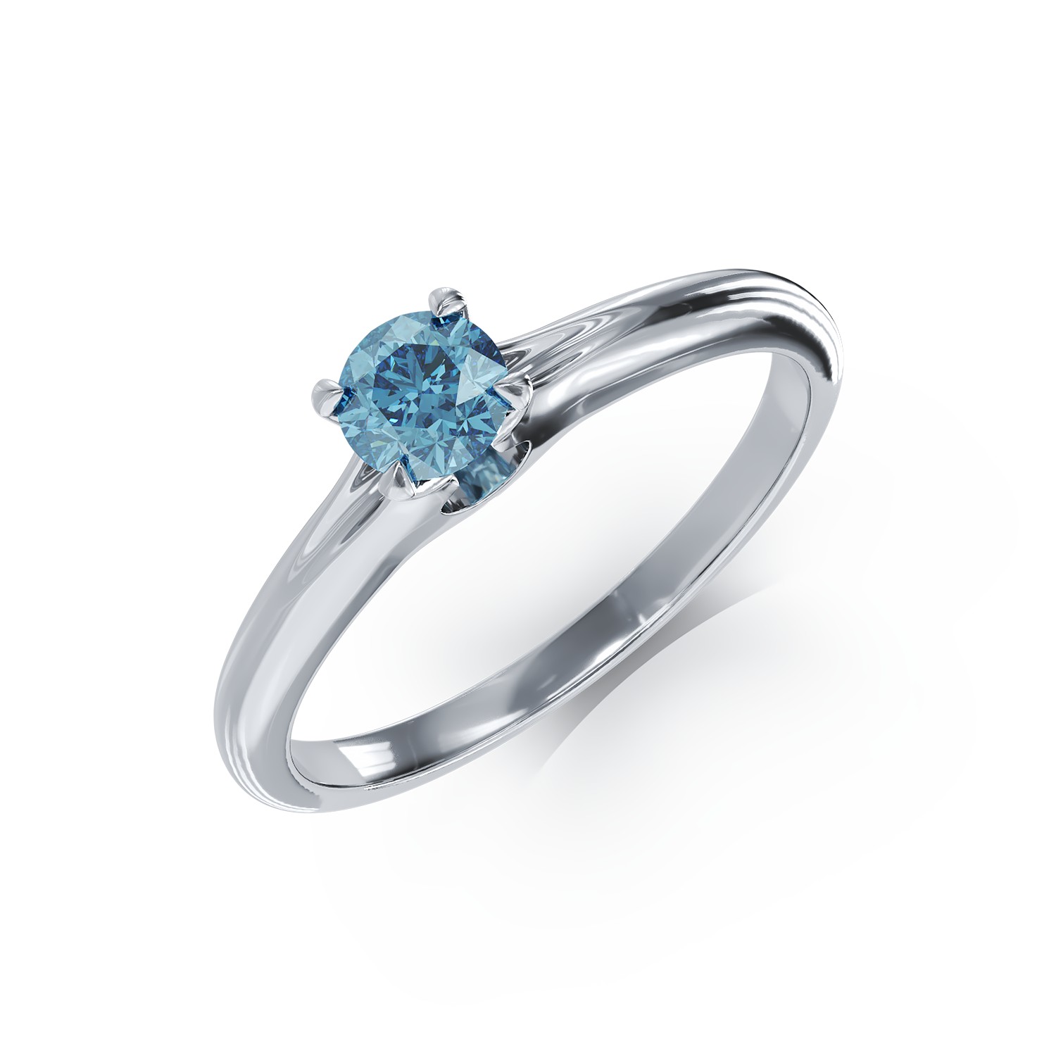 18K fehér arany eljegyzési gyűrű gyémánt kék szoliter 0.22ct