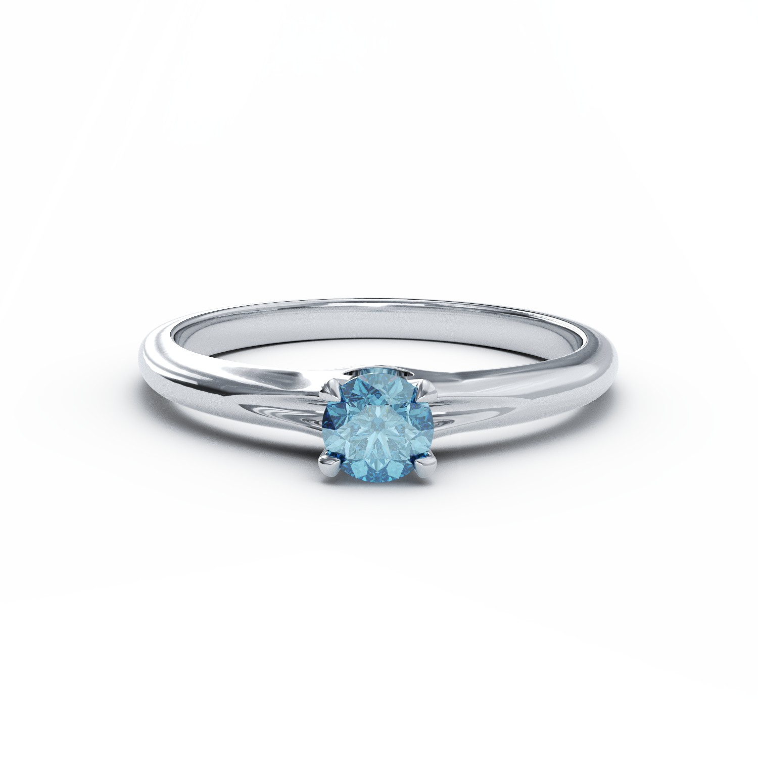 Eljegyzési gyűrű 18K-os fehér aranyból 0,22ct kék gyémánttal.