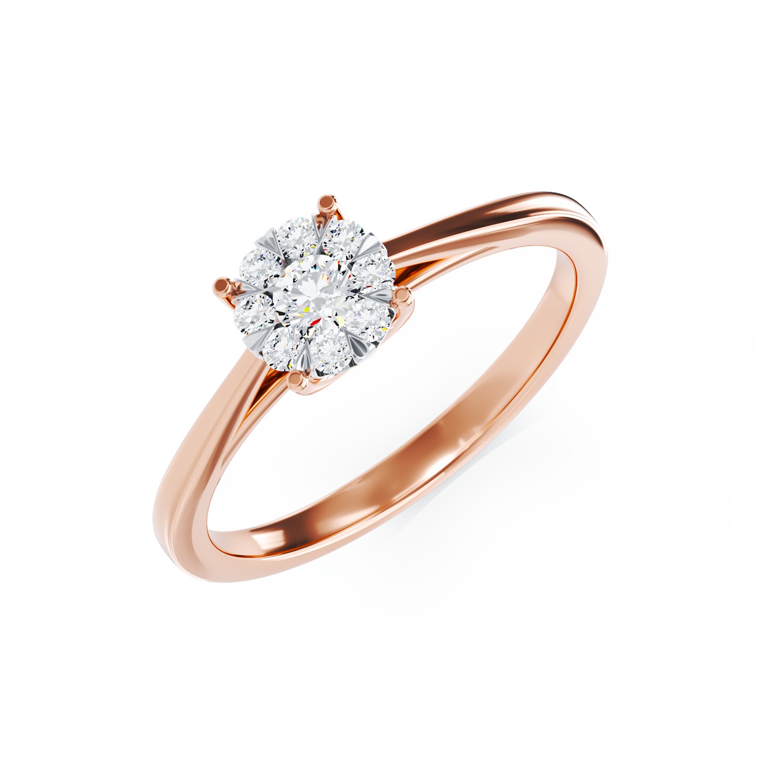 Inel de logodna din aur roz de 18K cu diamante de 0.15ct