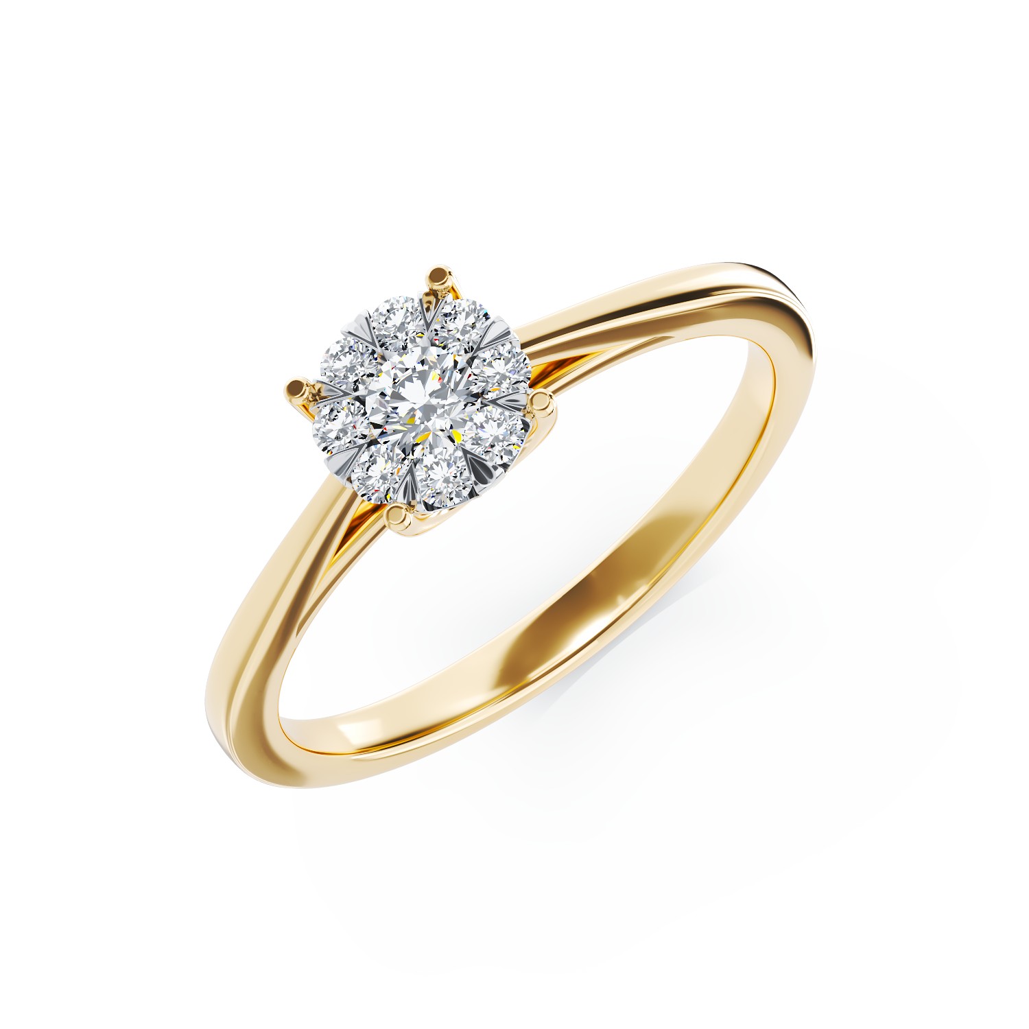 Inel de logodna din aur galben de 18K cu diamante de 0.25ct